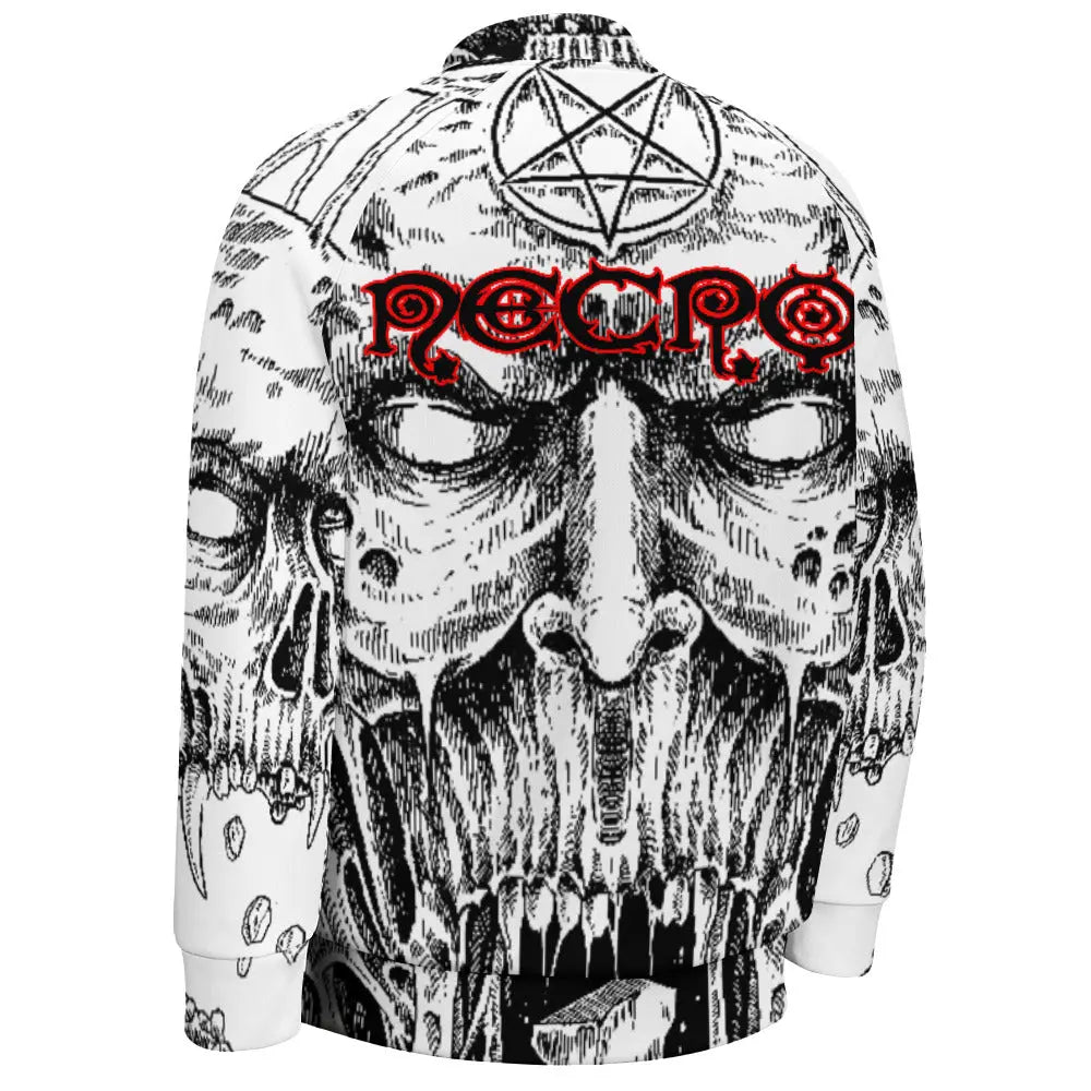 Necro - Demon Face Blk/Red Logo - Baseball Jacket Uniform for Men's NECRO SUPER STORE