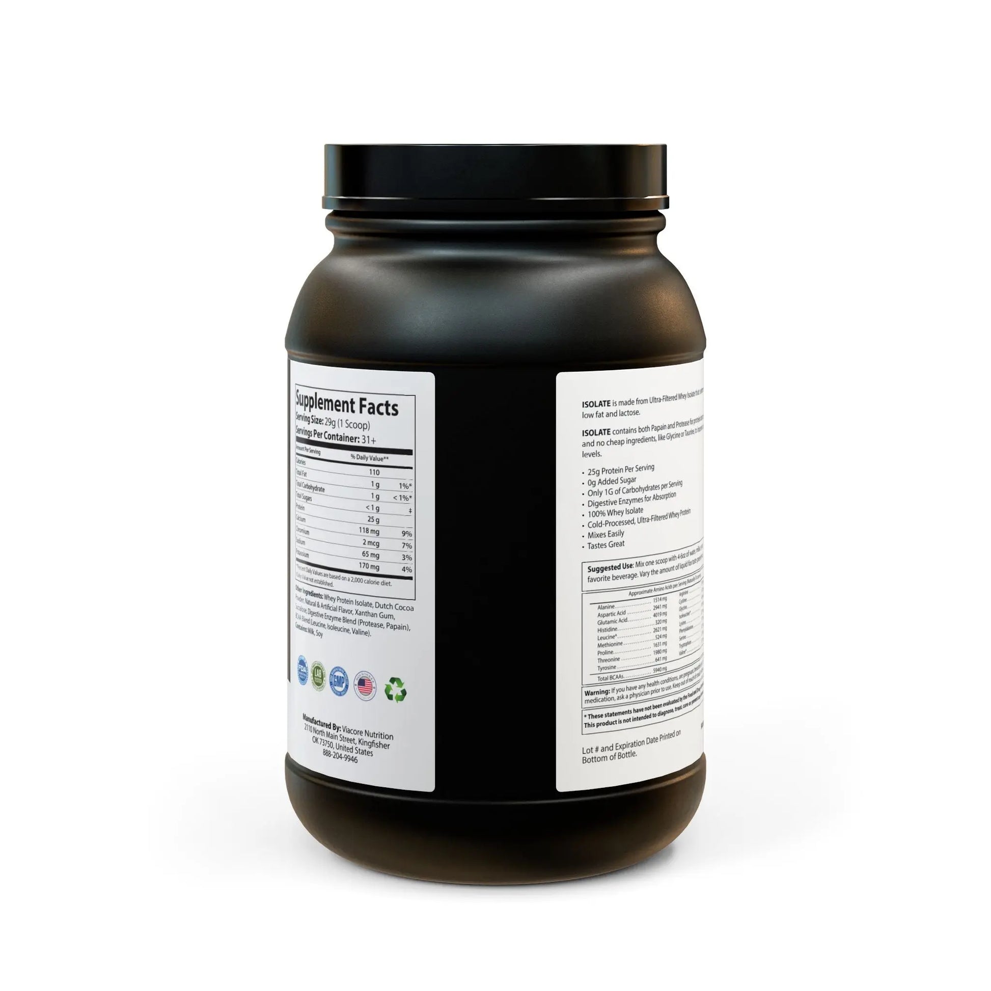 Necro Nutrition - Chocolate Whey Isolate Protein Supplement (907g, 2lb) Printify