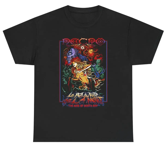 Necro - The King Of Death Rap - Heavy Cotton Tee - Gilden 5000 - Black NECRO SUPER STORE
