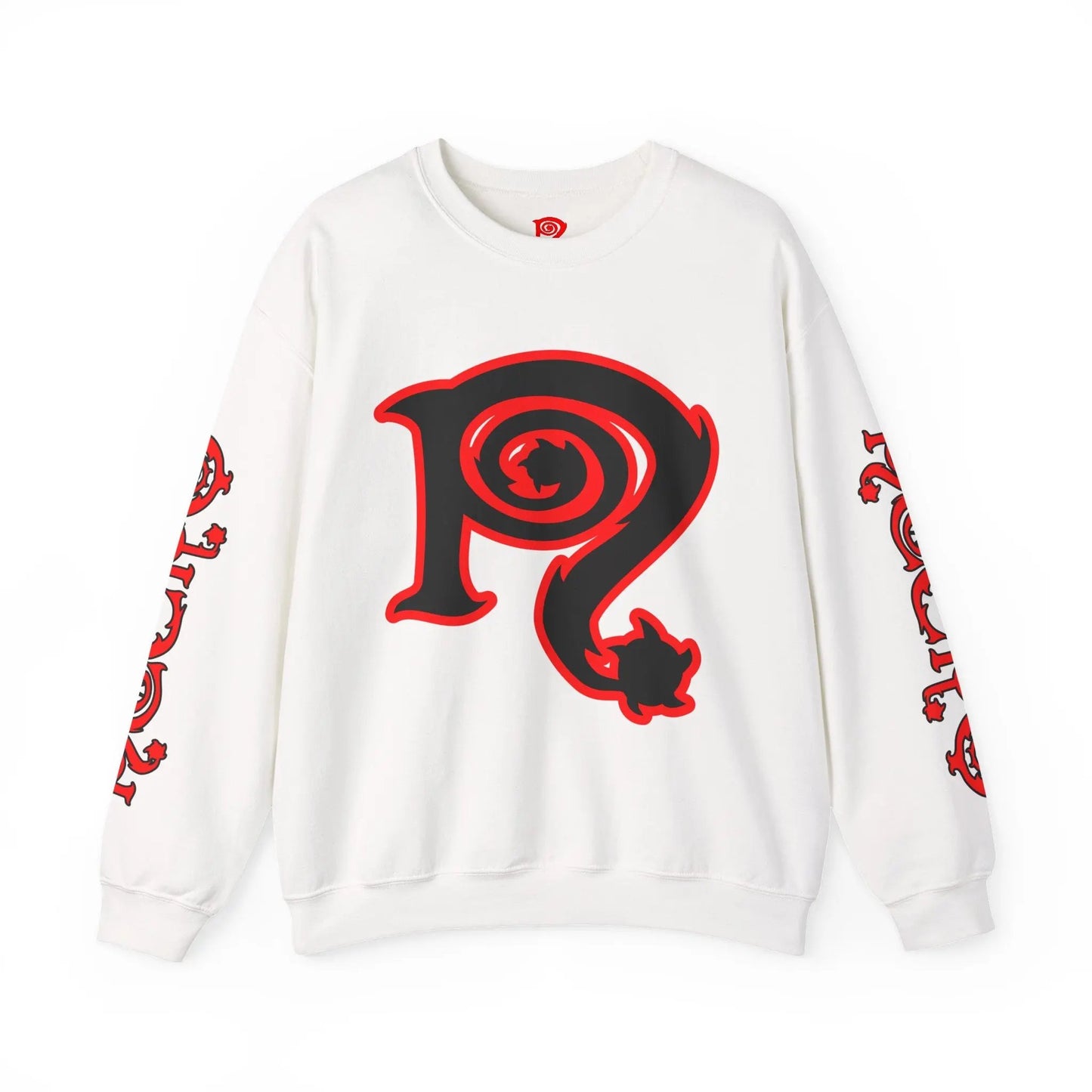 Necro - Red/Black N Symbol - White Heavy Blend Crewneck Sweatshirt Printify