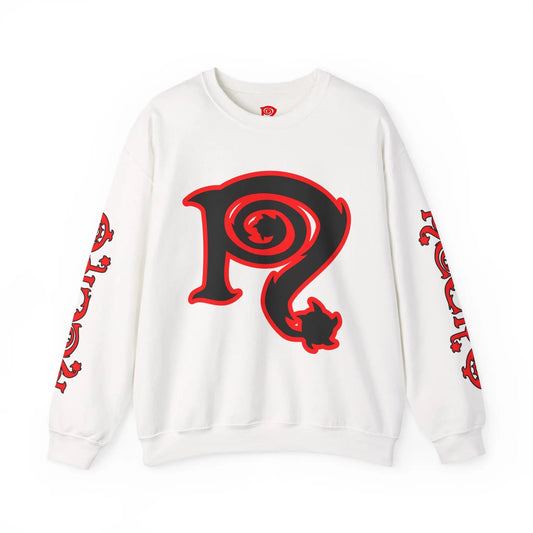 Necro - Red/Black N Symbol - White Heavy Blend Crewneck Sweatshirt Printify