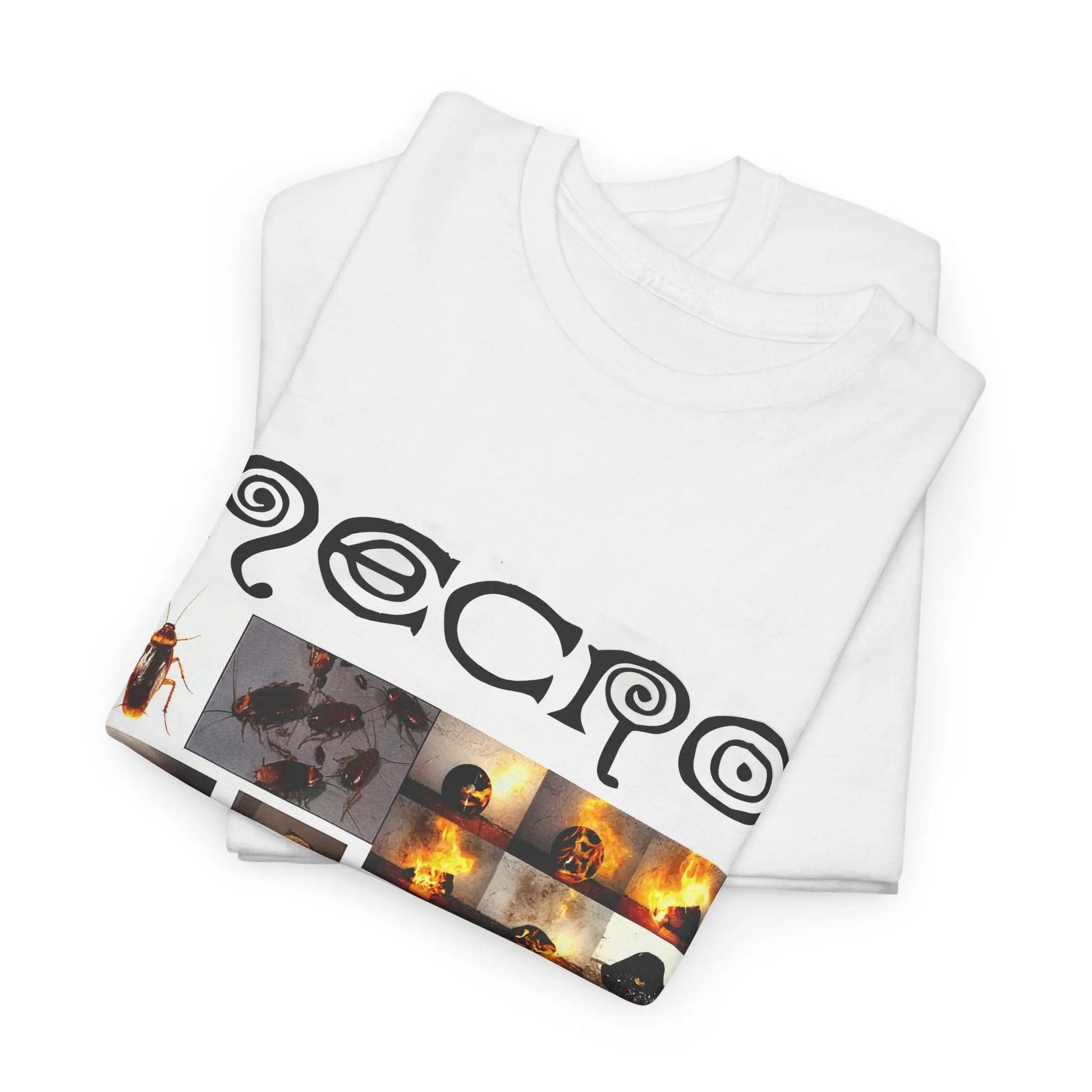 Necro - Cockroaches EP OG Cover - Heavy Cotton Tee - Gilden 5000 - Black/White NECRO SUPER STORE