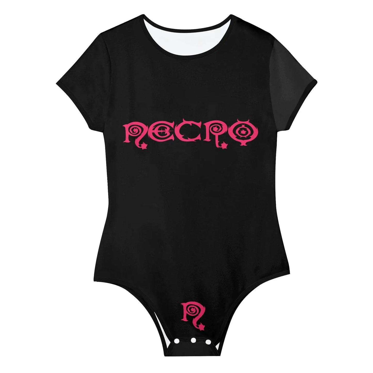 Necro - Pink N Symbol & Logo - Womens Soft Short Sleeve Bodysuit NECRO SUPER STORE
