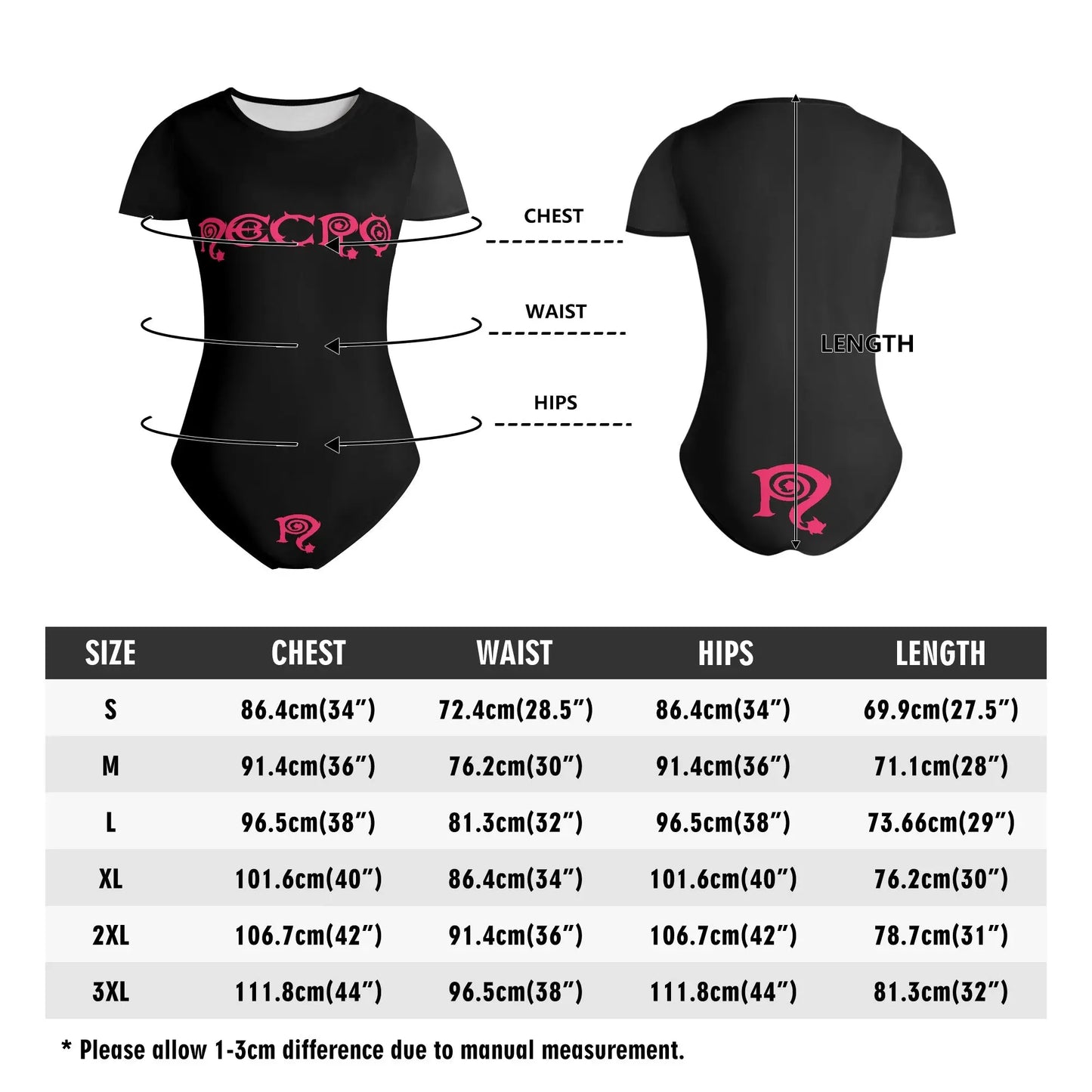 Necro - Pink N Symbol & Logo - Womens Soft Short Sleeve Bodysuit NECRO SUPER STORE
