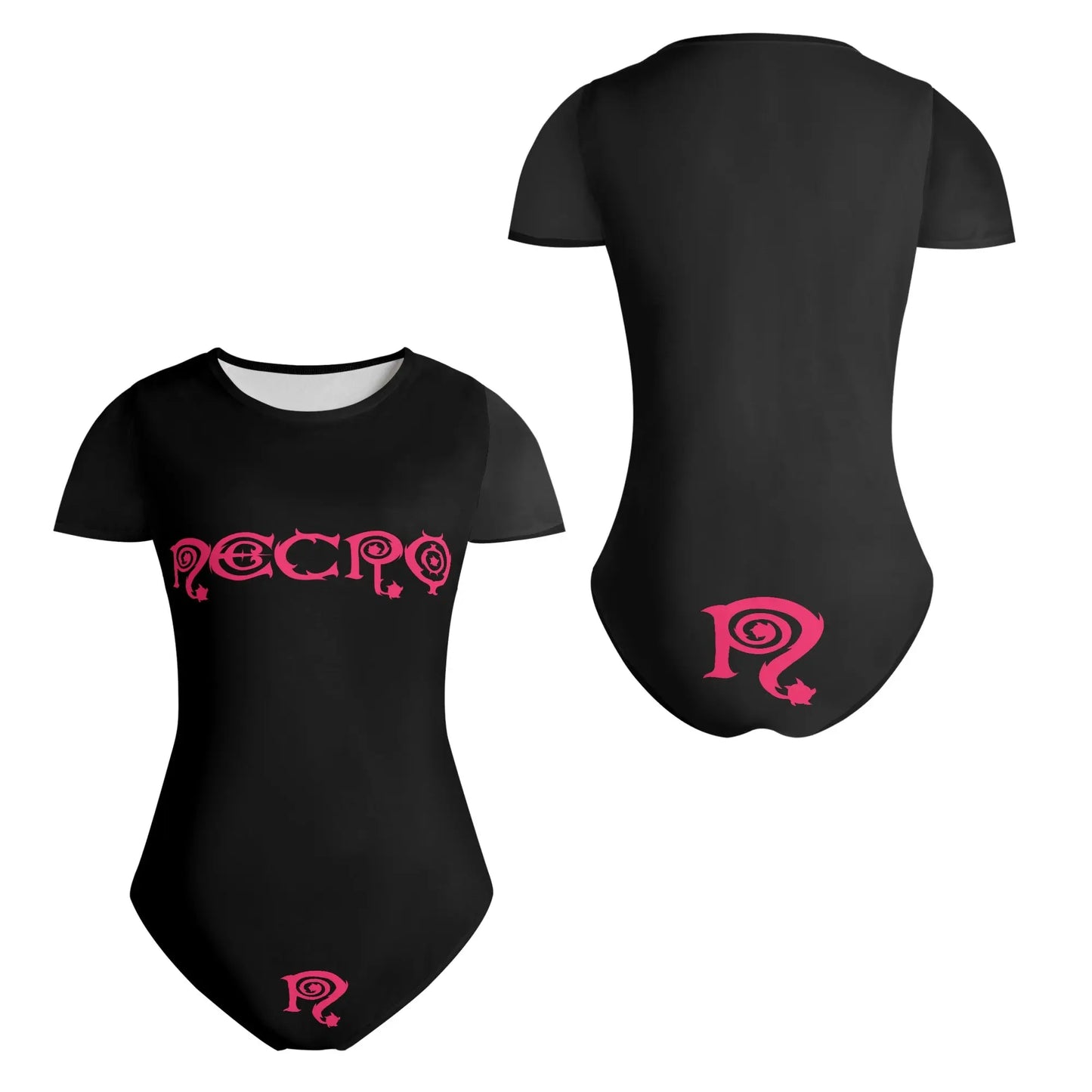 Necro - Pink N Symbol & Logo - Womens Soft Short Sleeve Bodysuit NECRO SUPER STORE