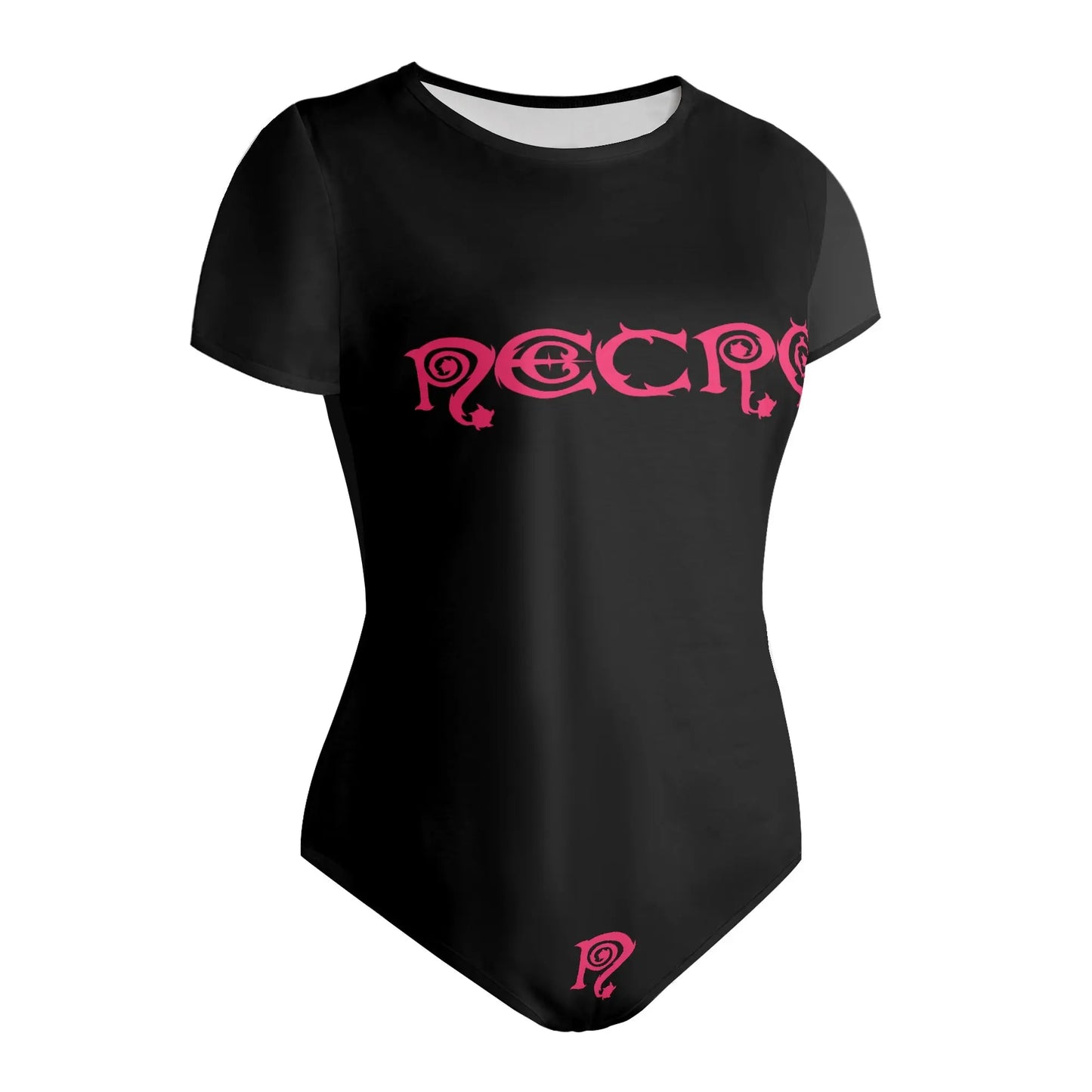 Necro - Pink N Symbol & Logo - Womens Soft Short Sleeve Bodysuit NECRO SUPER STORE