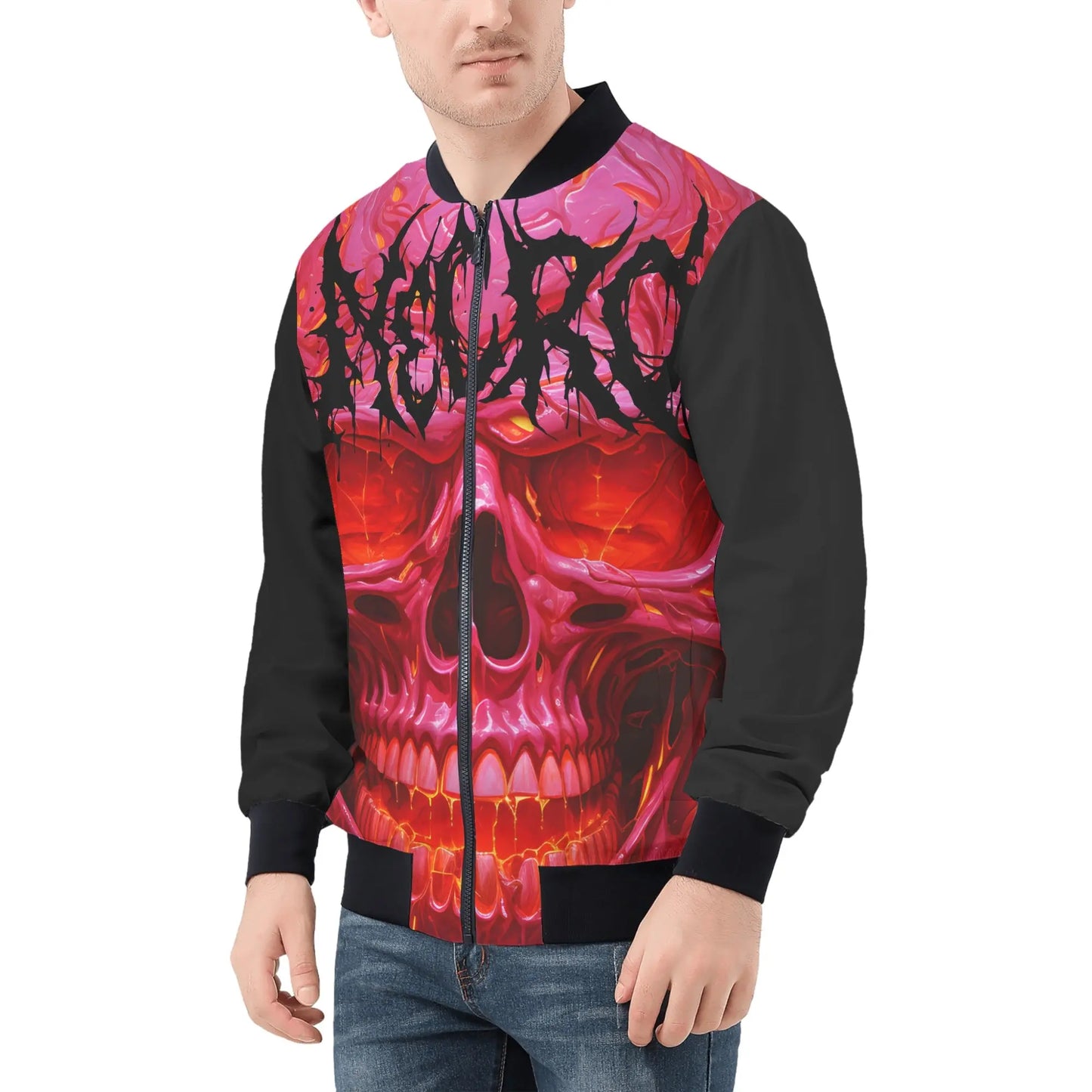 Necro - Red Skull - Mens Zip Up Bomber Jacket - NECRO SUPER STORE