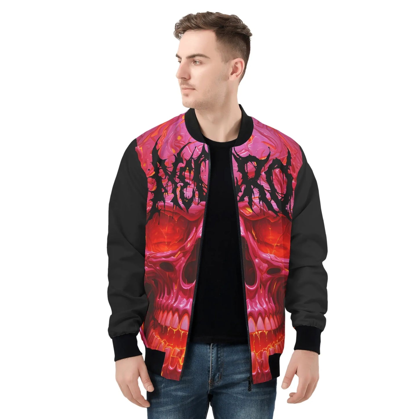 Necro - Red Skull - Mens Zip Up Bomber Jacket - NECRO SUPER STORE