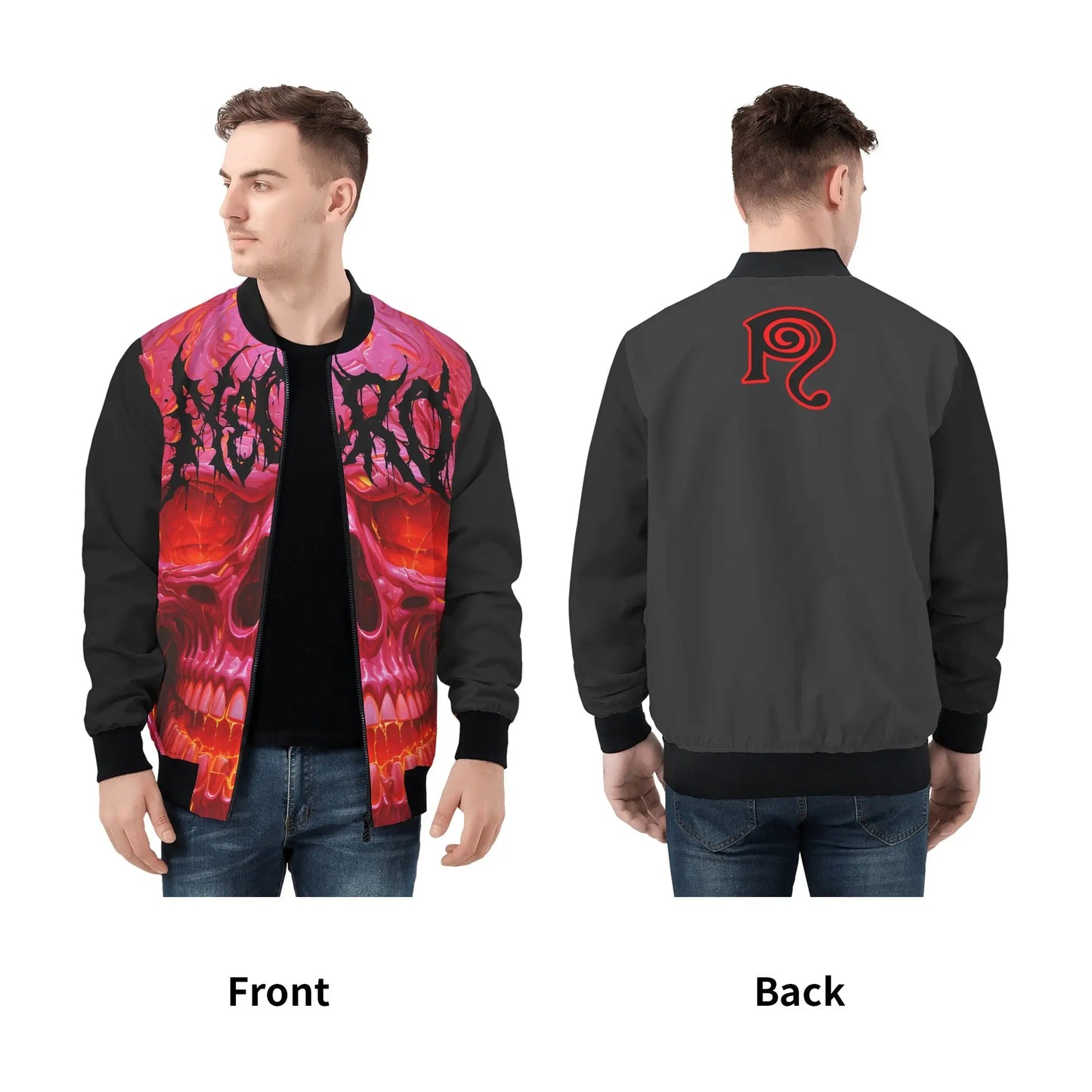 Necro - Red Skull - Mens Zip Up Bomber Jacket - NECRO SUPER STORE