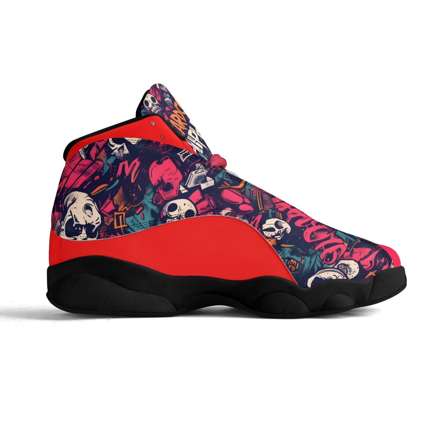 Hardcore Hiphop - Skulls Collage - Leather Basketball Sneakers - NECRO SUPER STORE