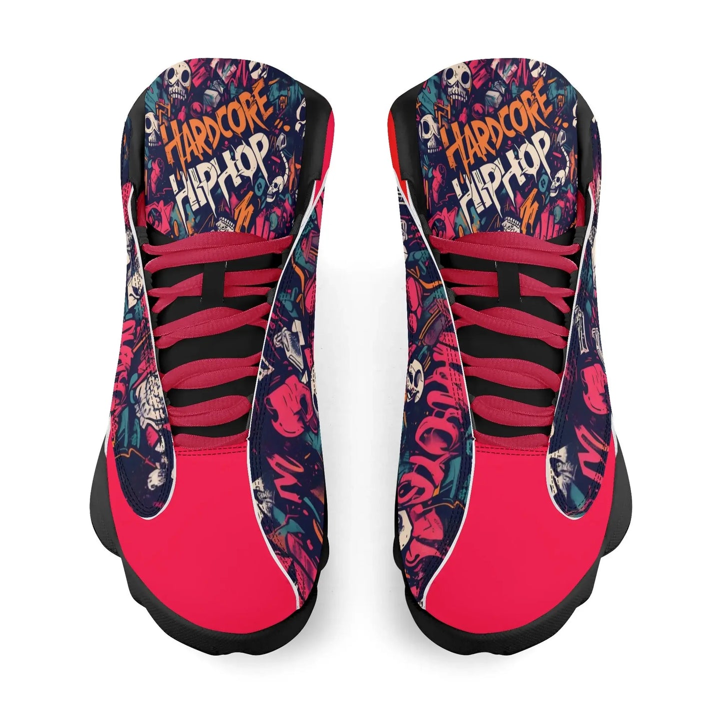 Hardcore Hiphop - Skulls Collage - Leather Basketball Sneakers - NECRO SUPER STORE