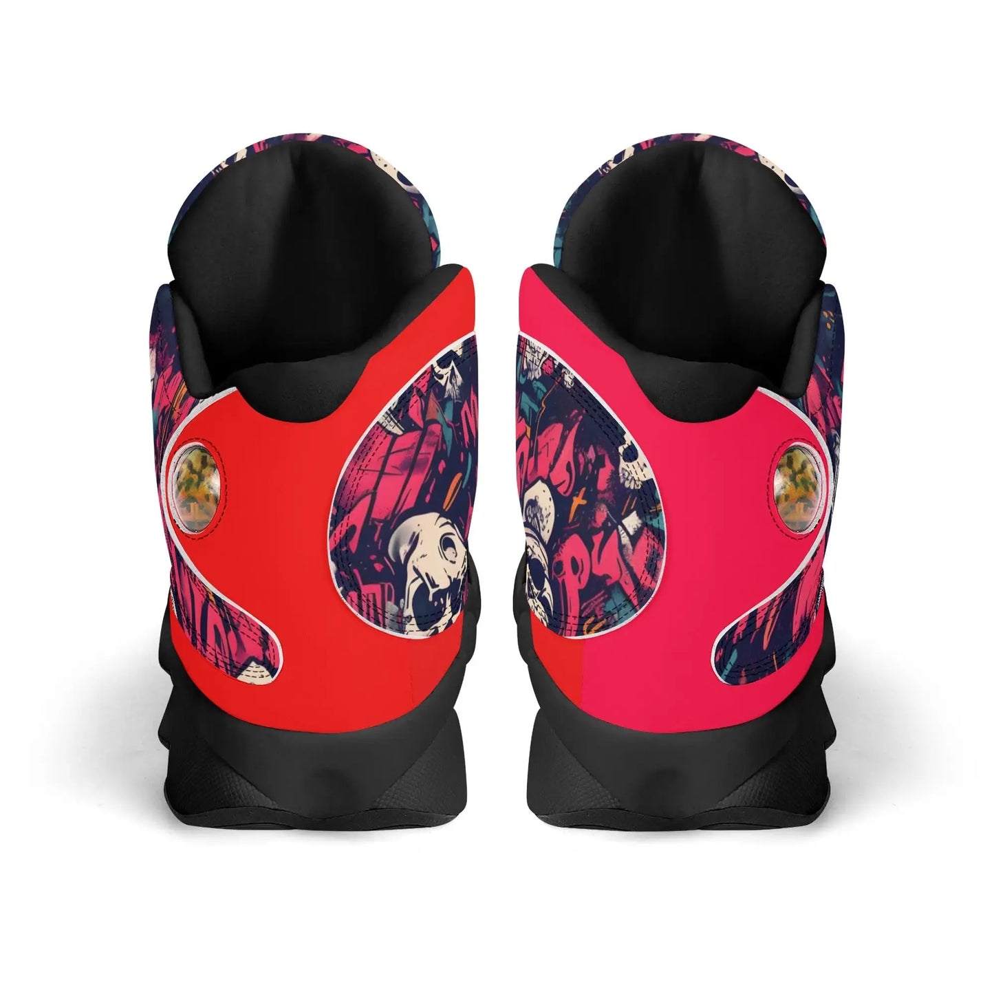 Hardcore Hiphop - Skulls Collage - Leather Basketball Sneakers - NECRO SUPER STORE