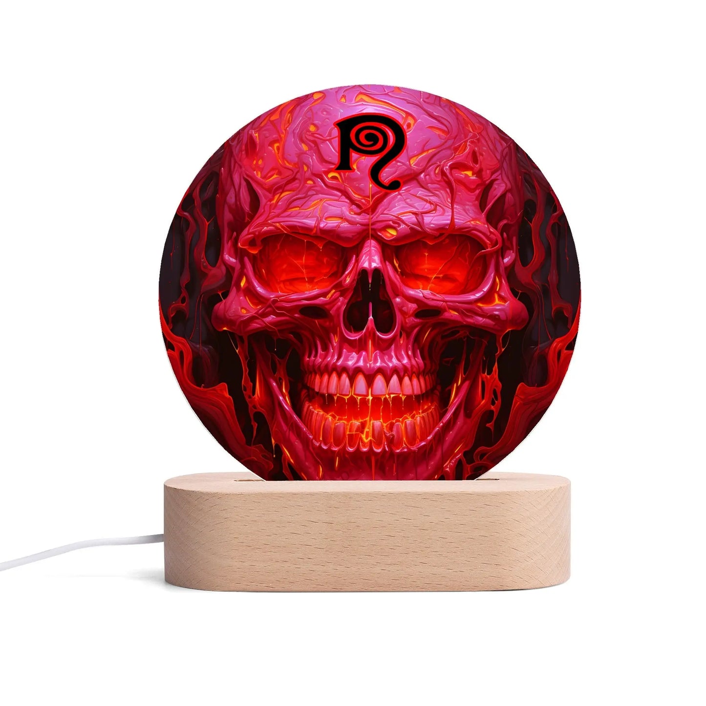 Necro - Red Skull N Symbol - Acrylic Round Lamp Night Light popcustoms