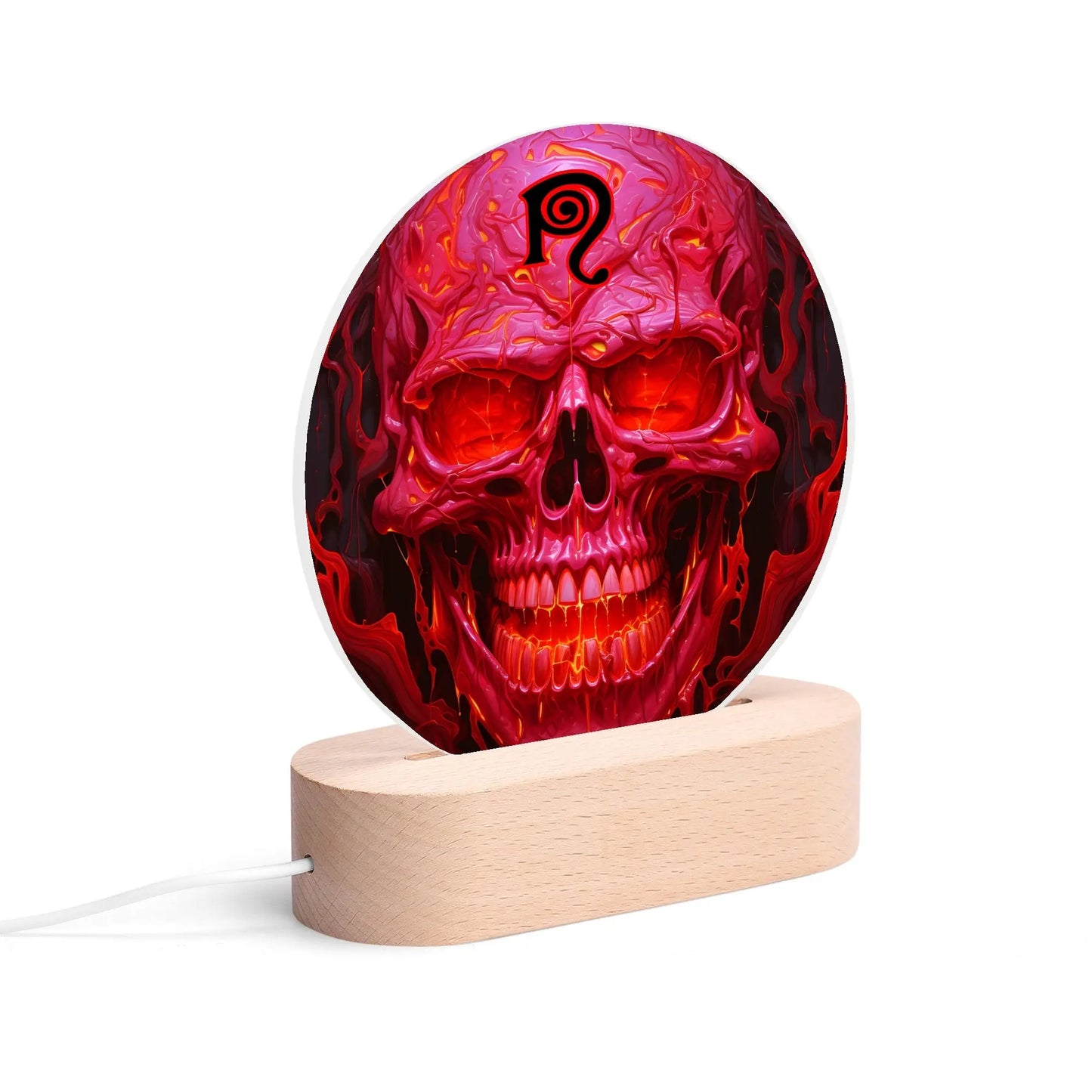 Necro - Red Skull N Symbol - Acrylic Round Lamp Night Light popcustoms