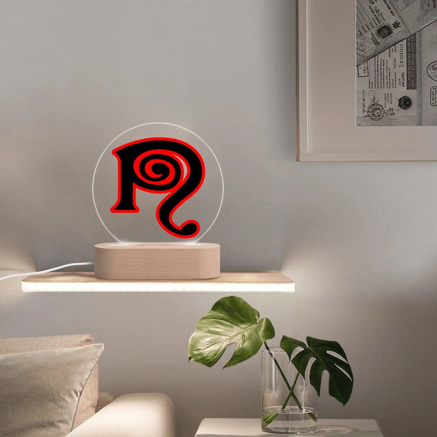 Necro - N Symbol Black/Red - Acrylic Round Lamp Night Light popcustoms