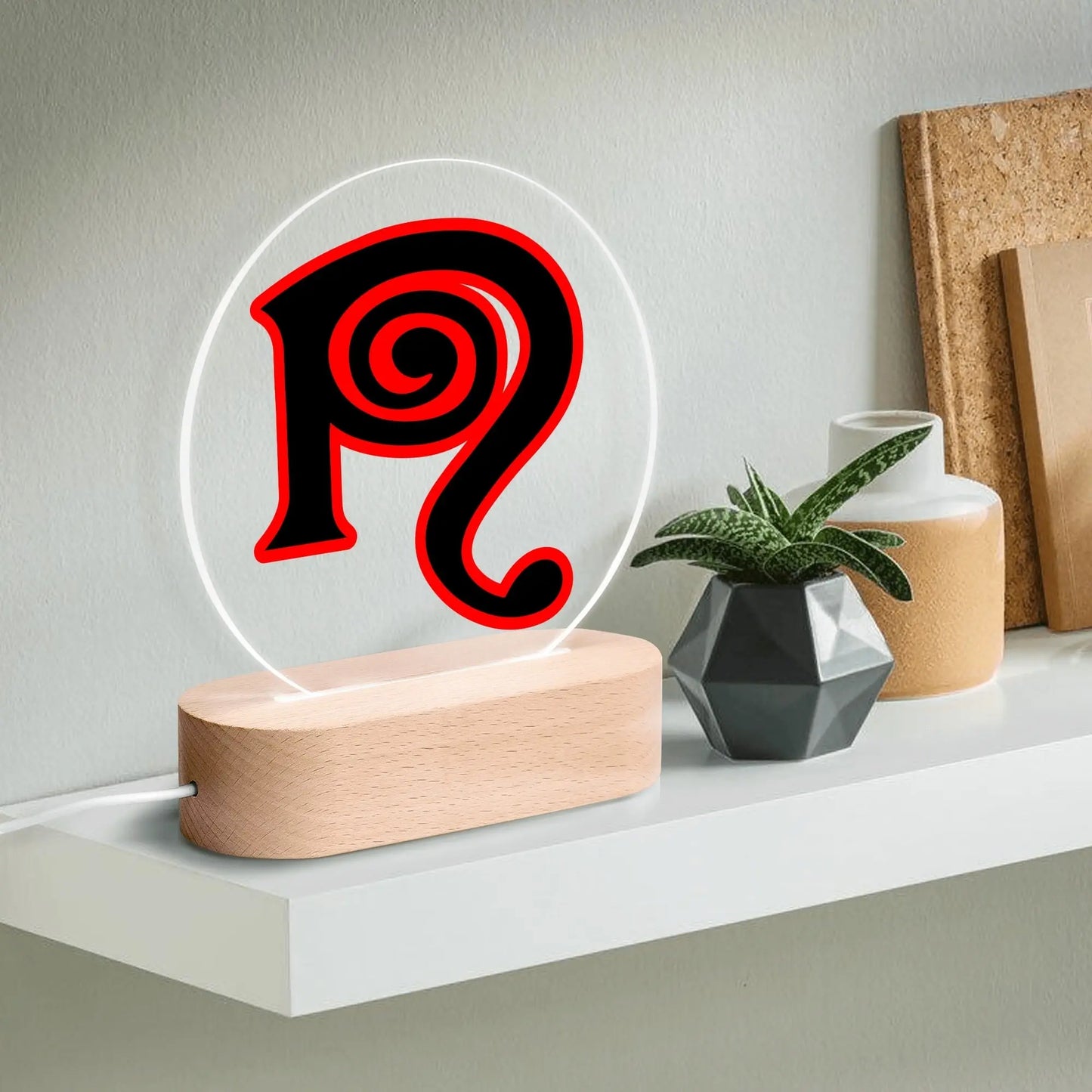 Necro - N Symbol Black/Red - Acrylic Round Lamp Night Light popcustoms