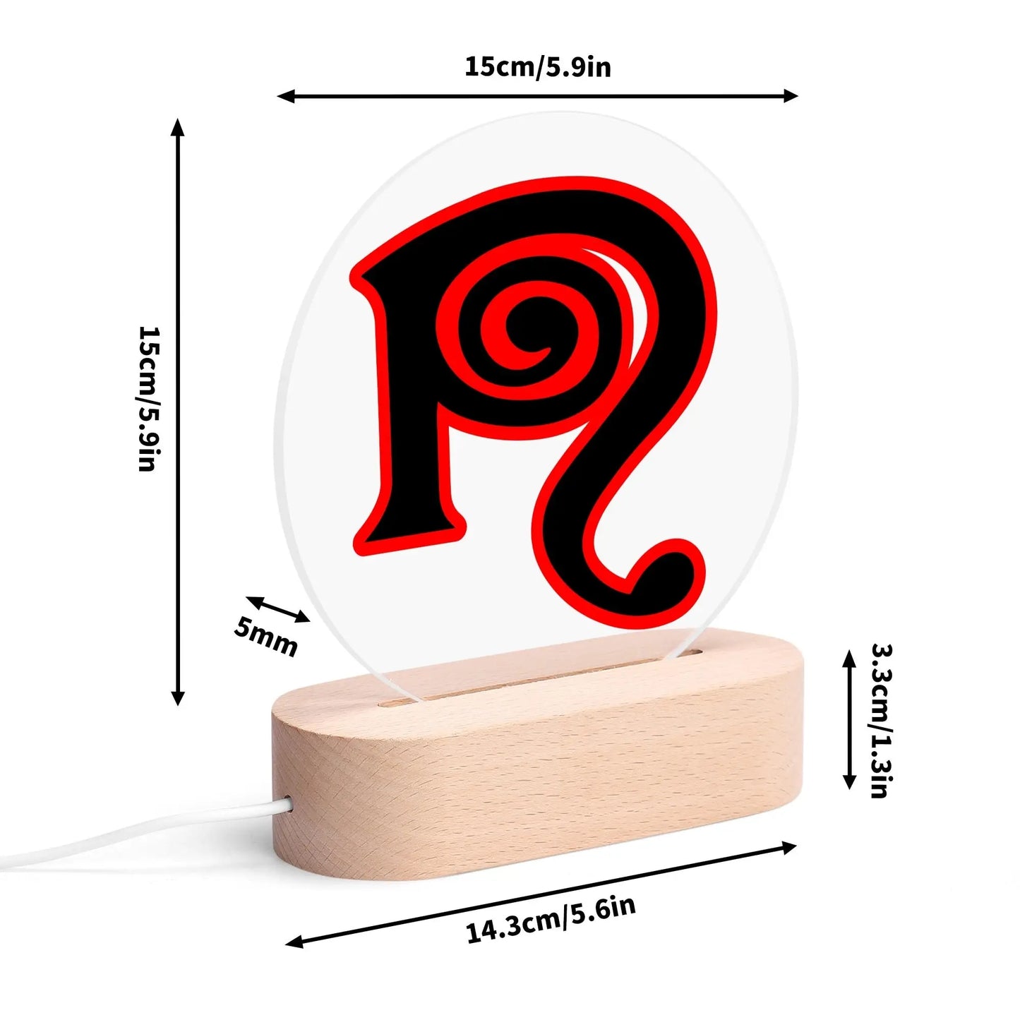 Necro - N Symbol Black/Red - Acrylic Round Lamp Night Light popcustoms
