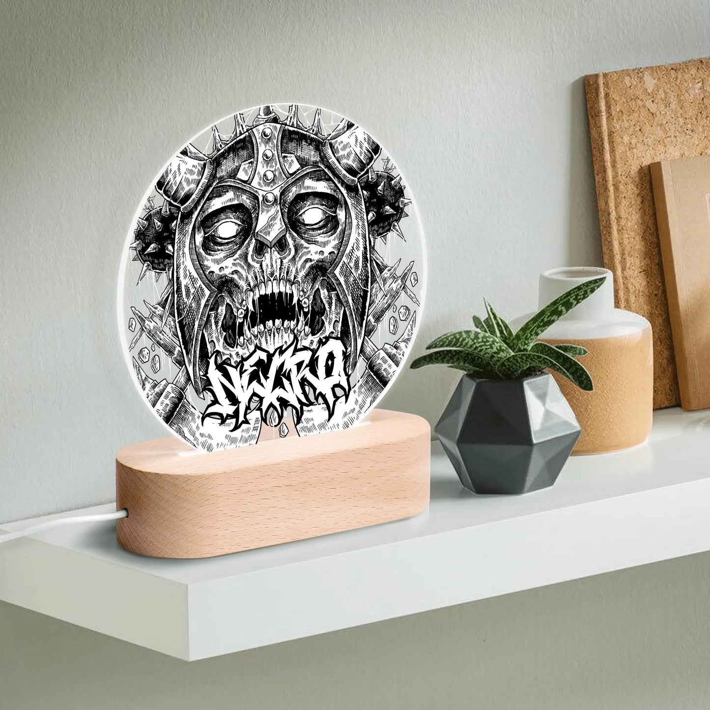 Necro - Viking/Graffiti Death Metal Logo - Acrylic Round Lamp Night Light popcustoms