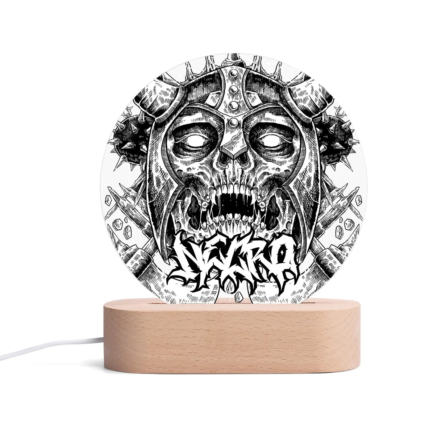 Necro - Viking/Graffiti Death Metal Logo - Acrylic Round Lamp Night Light popcustoms