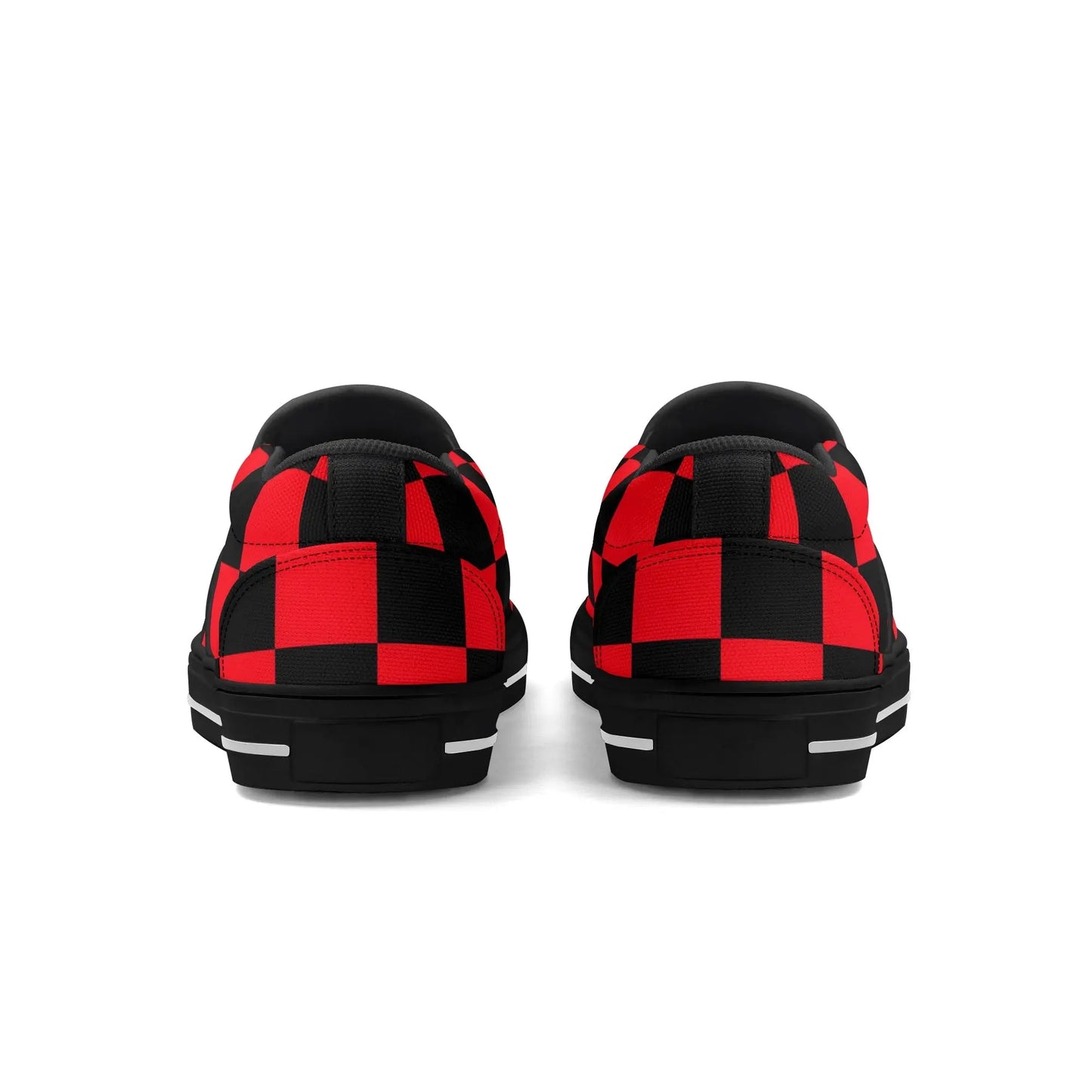 Necro - Black/Red Checkerboard - OG N Symbol - Rubber Slip On Shoes popcustoms