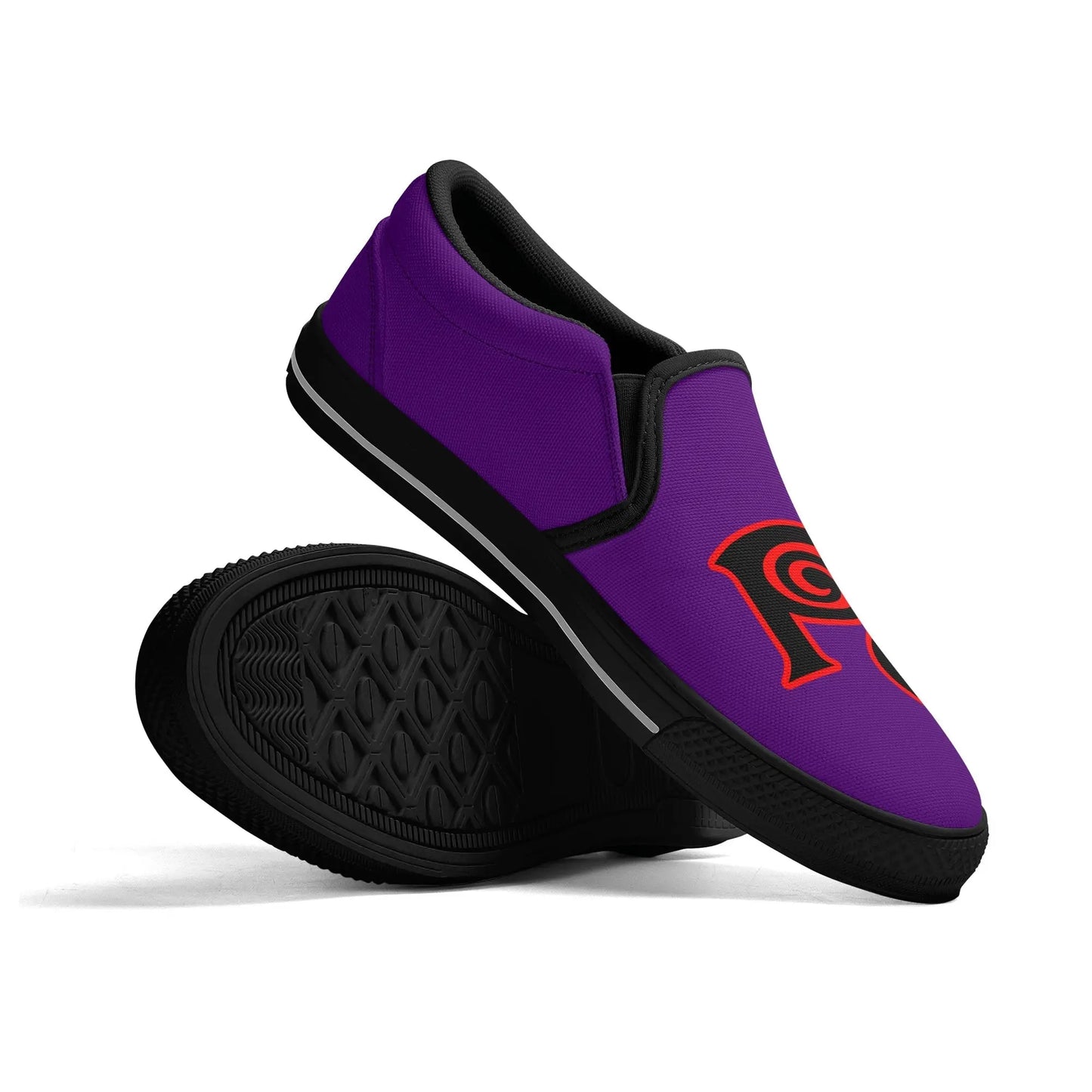 Necro - Royal Purple - King Pimp Edition - OG N Symbol - Rubber Slip On Shoes popcustoms