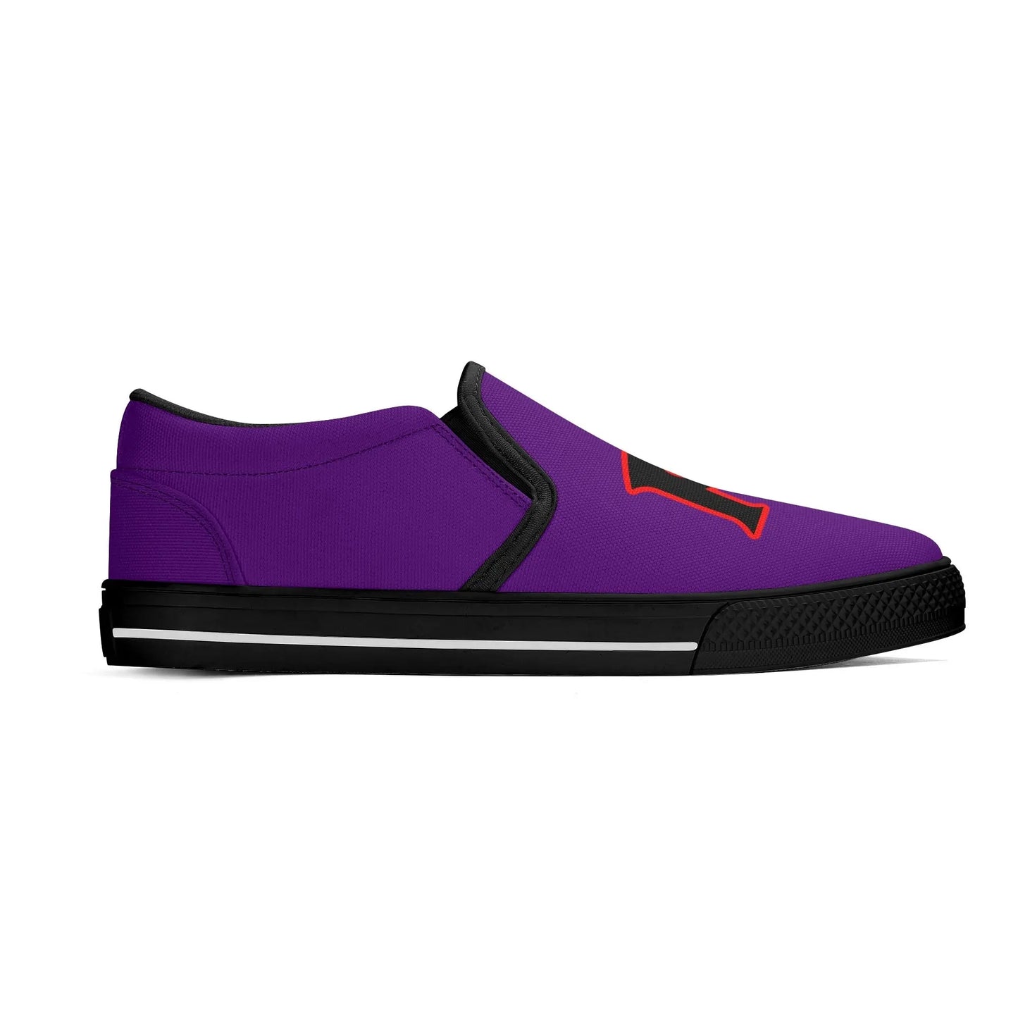 Necro - Royal Purple - King Pimp Edition - OG N Symbol - Rubber Slip On Shoes popcustoms