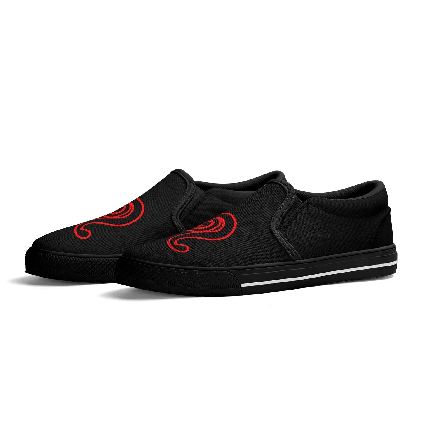 Necro - Blk/Red - OG N Symbol - Rubber Slip On Shoes popcustoms