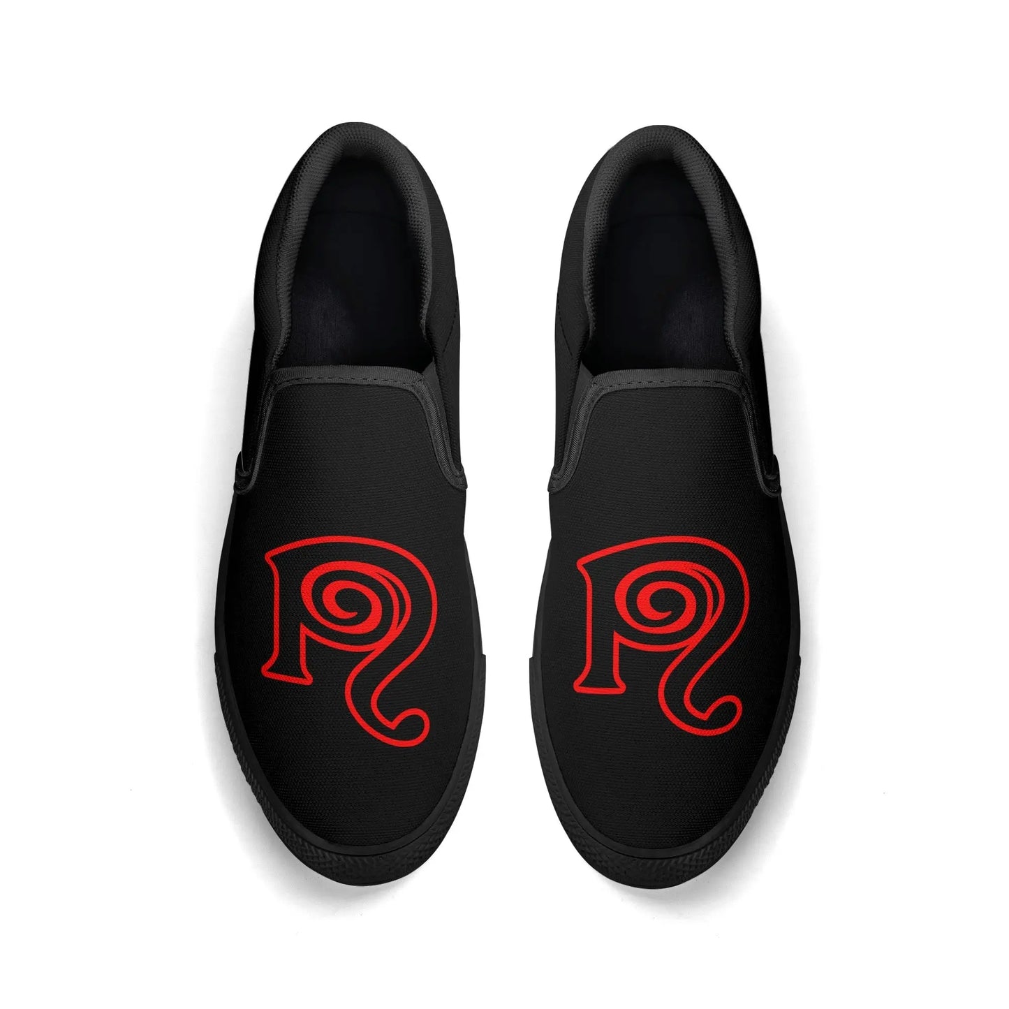 Necro - Blk/Red - OG N Symbol - Rubber Slip On Shoes popcustoms