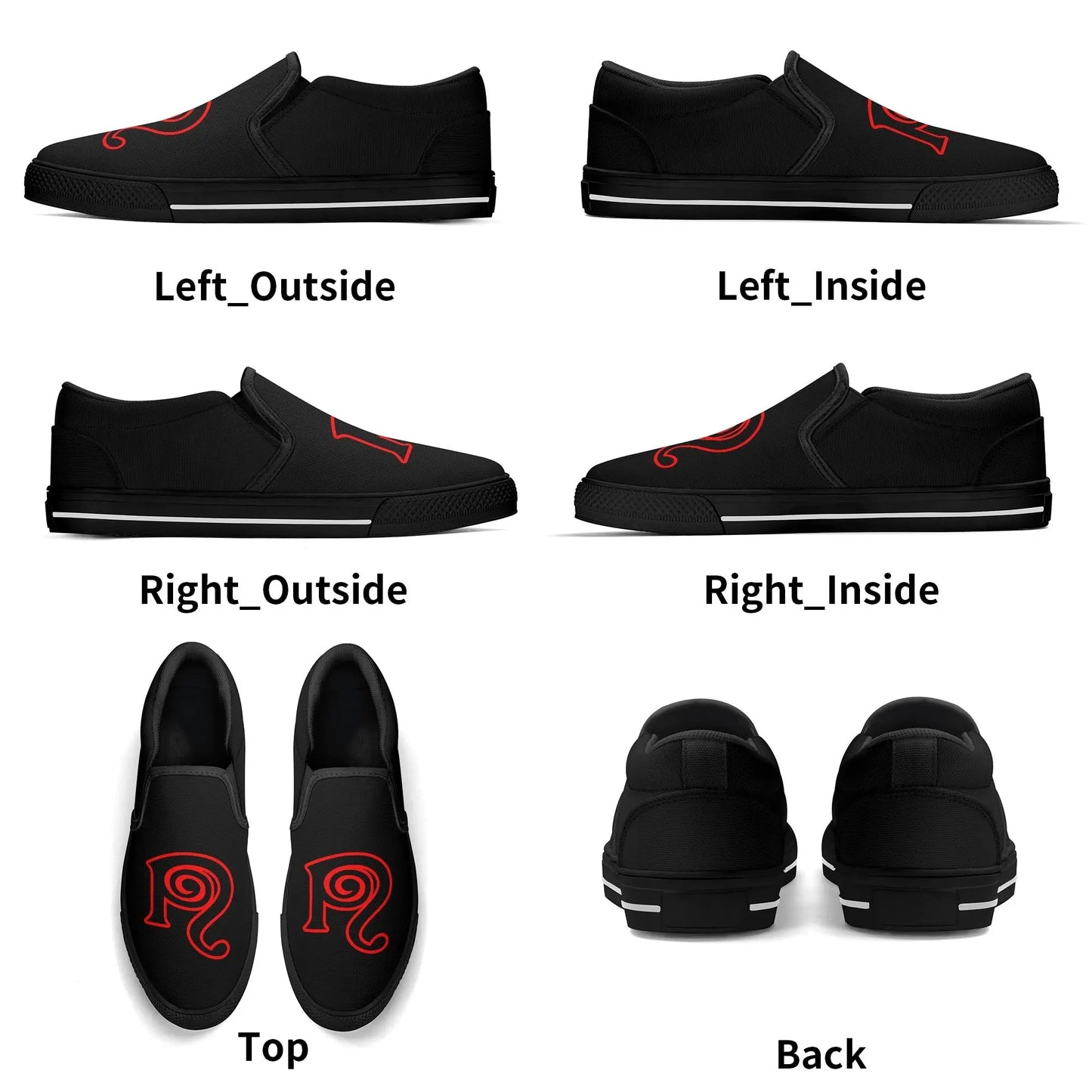 Necro - Blk/Red - OG N Symbol - Rubber Slip On Shoes popcustoms