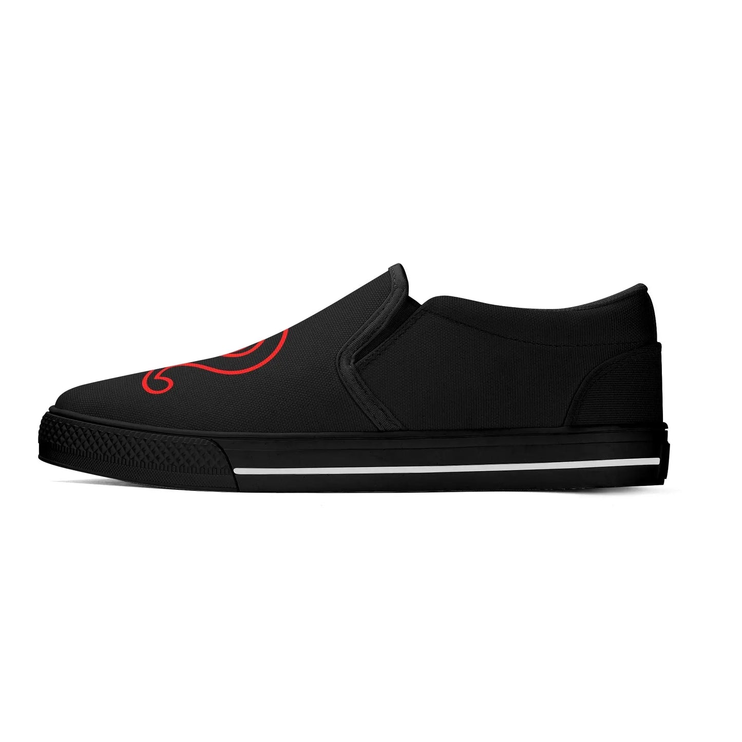 Necro - Blk/Red - OG N Symbol - Rubber Slip On Shoes popcustoms