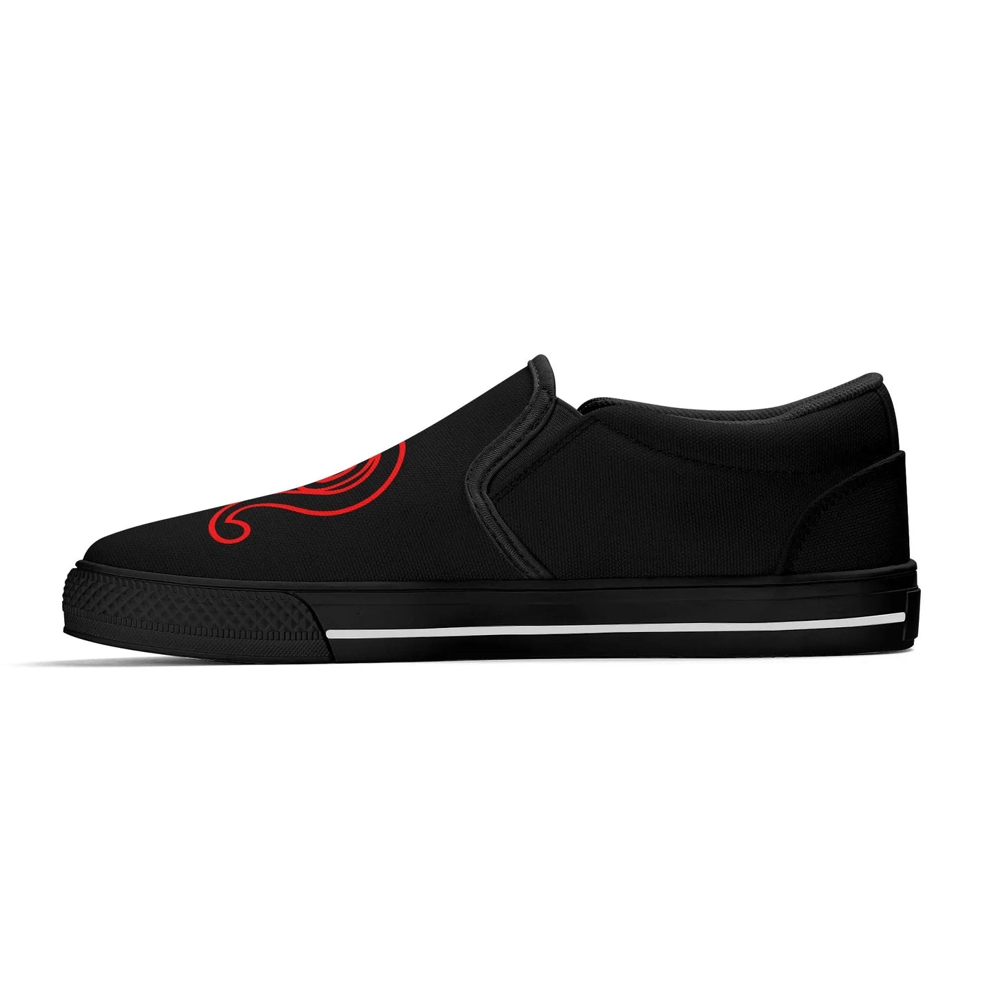 Necro - Blk/Red - OG N Symbol - Rubber Slip On Shoes popcustoms