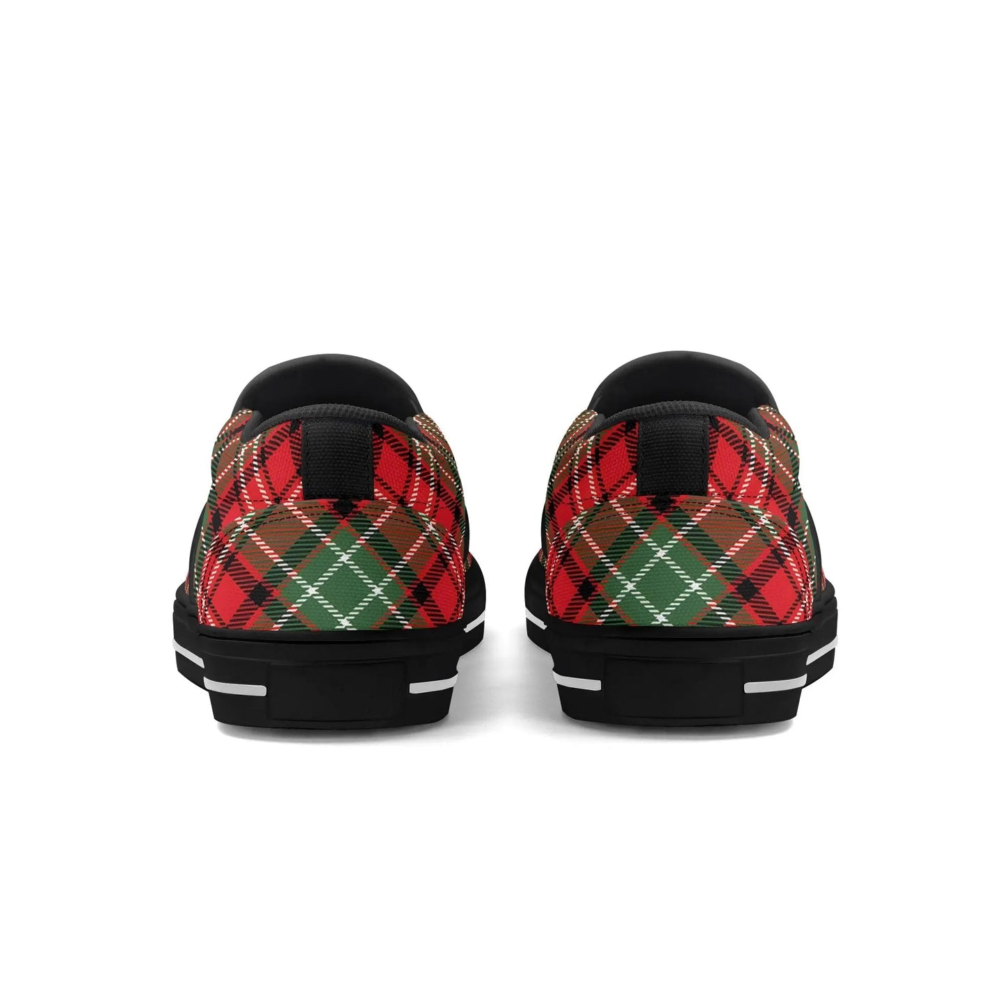 Necro - Plaid Christmas Colors - OG N Symbol - Rubber Slip On Shoes popcustoms