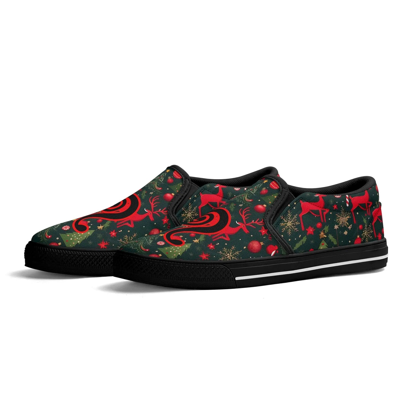 Necro - Christmas Design - OG N Symbol - Rubber Slip On Shoes popcustoms