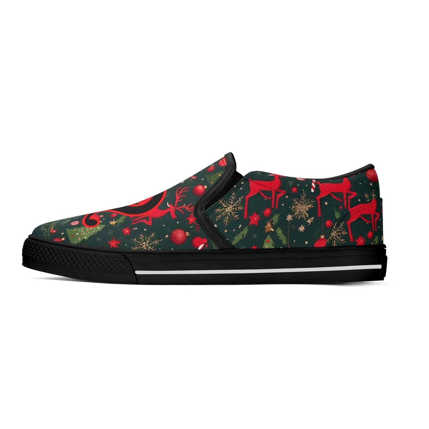 Necro - Christmas Design - OG N Symbol - Rubber Slip On Shoes popcustoms