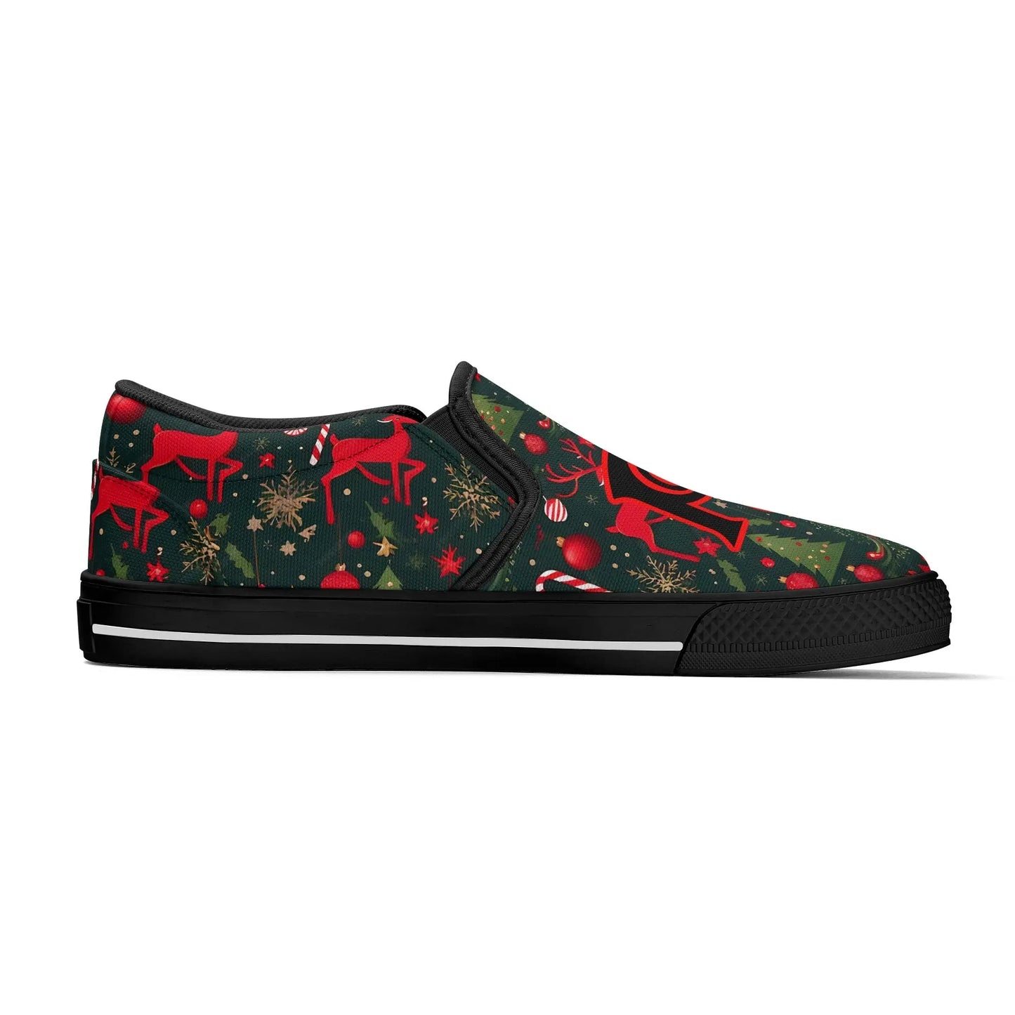 Necro - Christmas Design - OG N Symbol - Rubber Slip On Shoes popcustoms