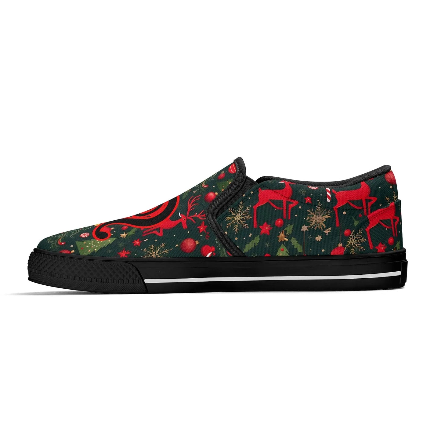 Necro - Christmas Design - OG N Symbol - Rubber Slip On Shoes popcustoms