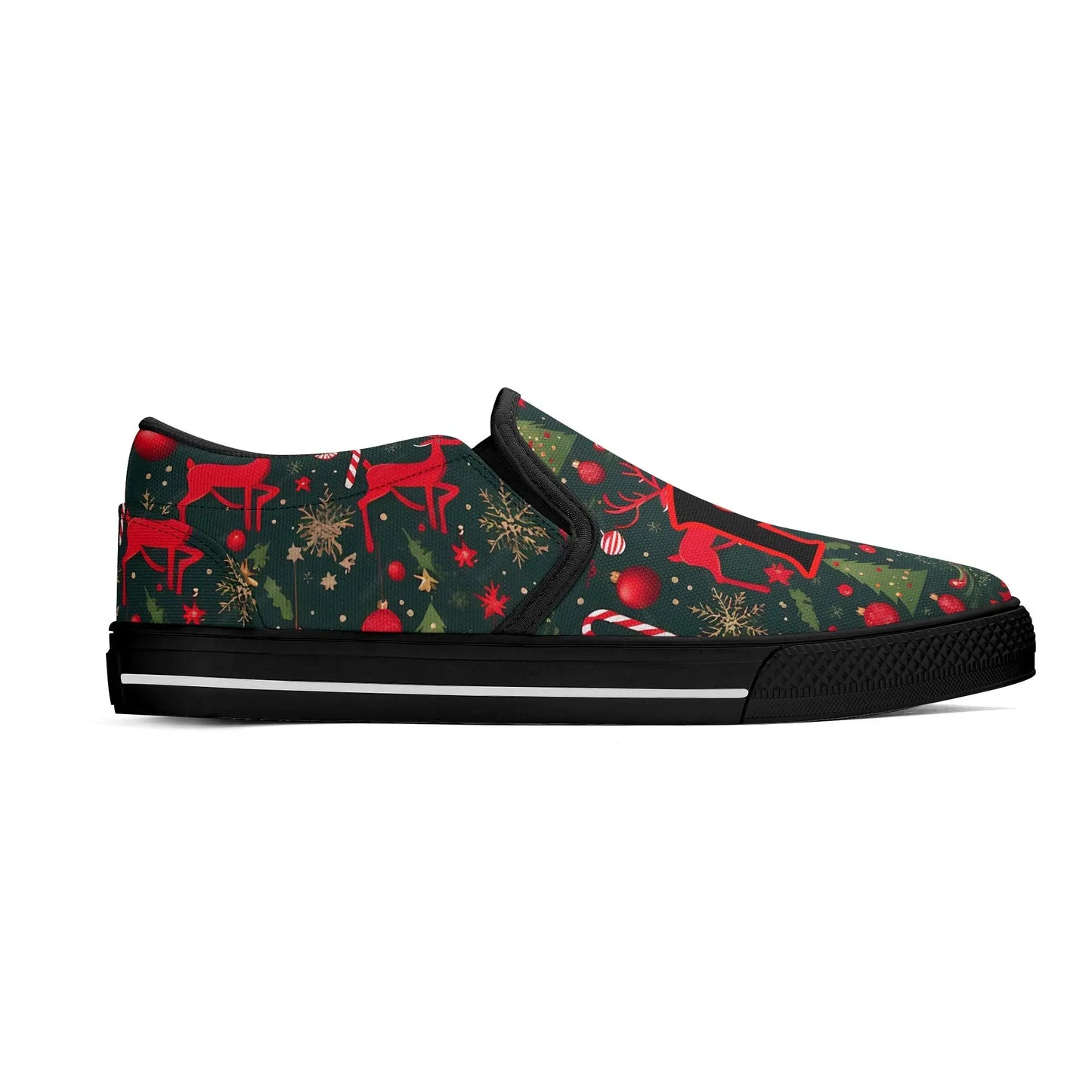 Necro - Christmas Design - OG N Symbol - Rubber Slip On Shoes popcustoms