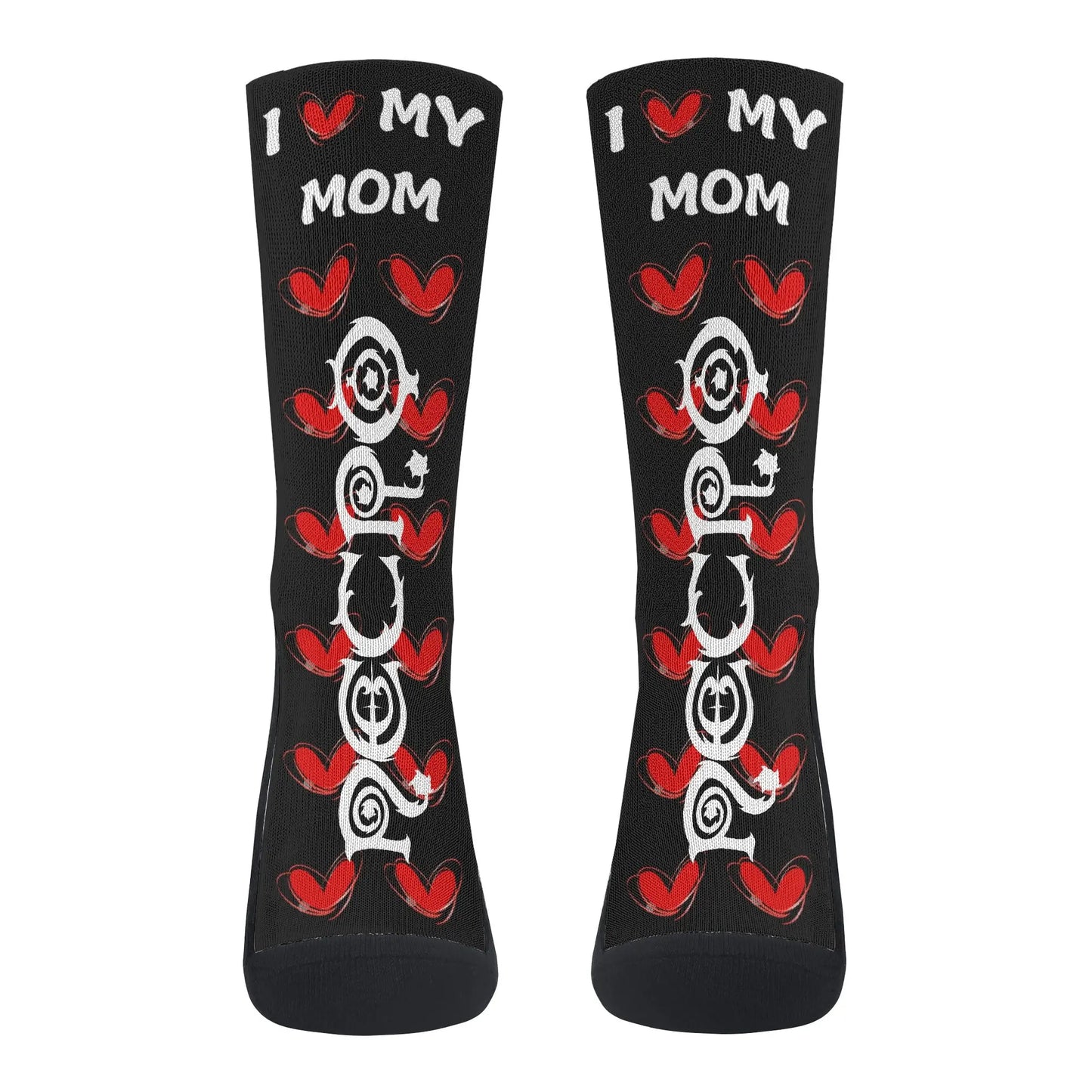Necro - I Love Mom - White Necro Gothic Logo - Crew Socks popcustoms