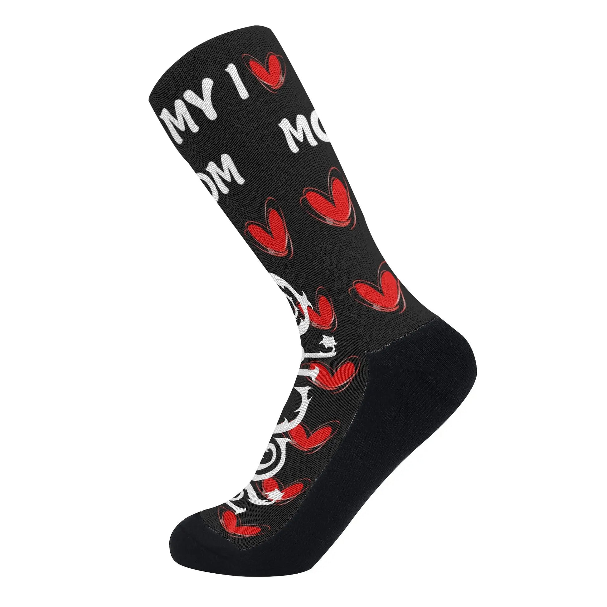 Necro - I Love Mom - White Necro Gothic Logo - Crew Socks popcustoms