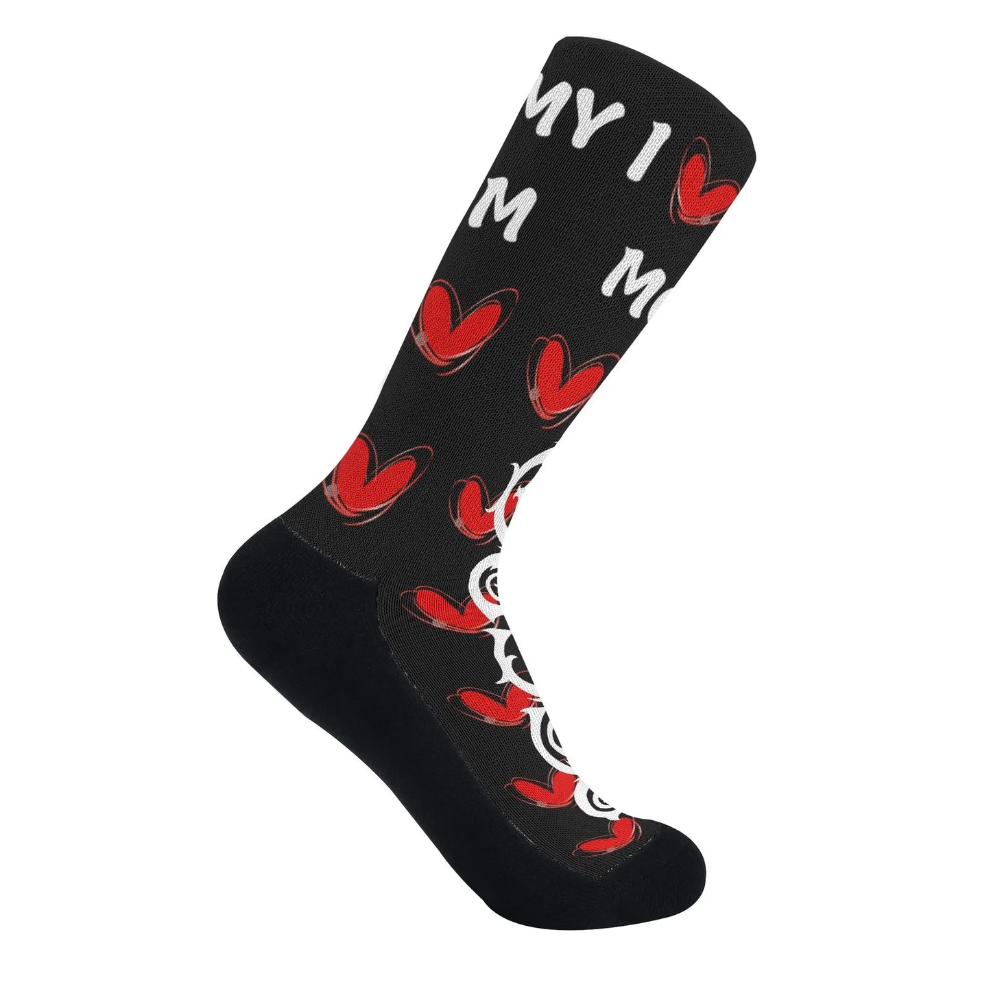 Necro - I Love Mom - White Necro Gothic Logo - Crew Socks popcustoms