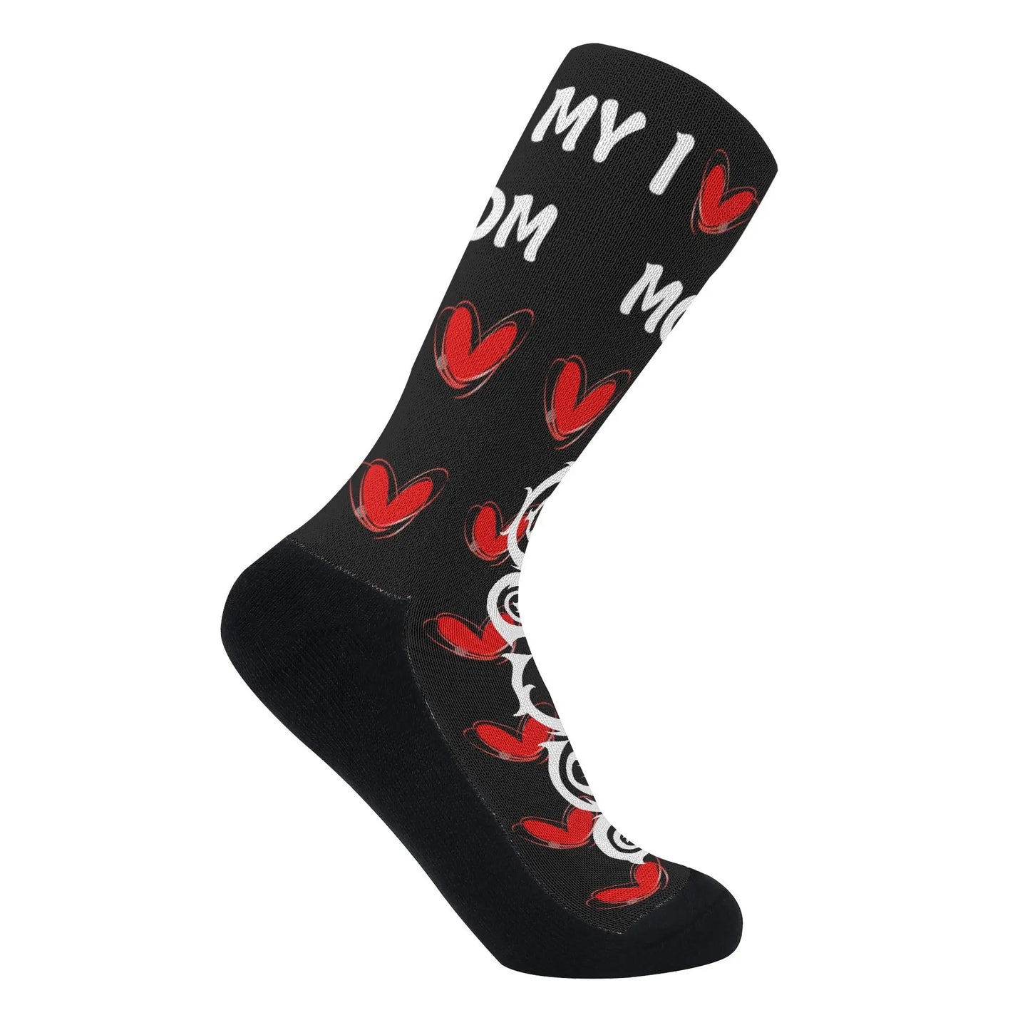 Necro - I Love Mom - White Necro Gothic Logo - Crew Socks popcustoms