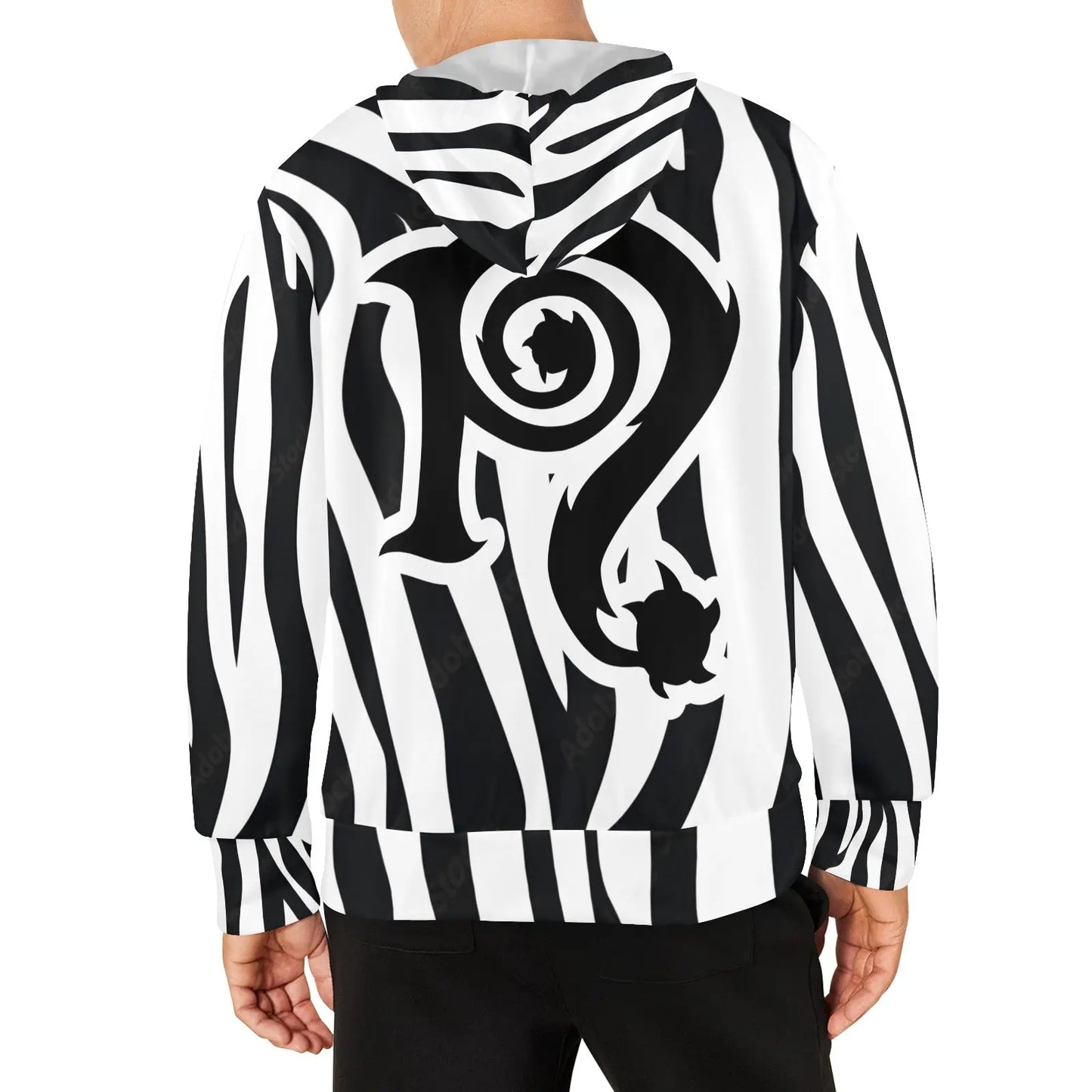 Necro - N Symbol - Zebra Fleece Velour Hoodie interestprint