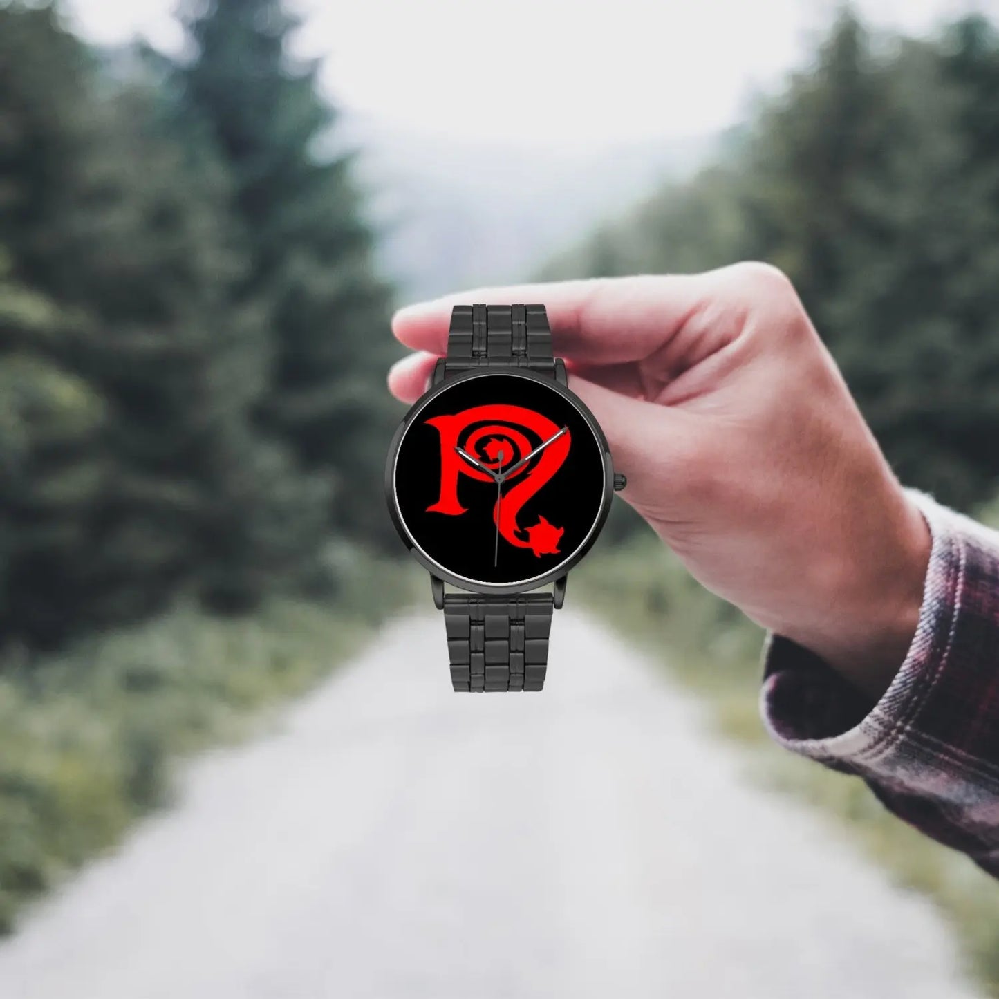 Necro - Red N - Black Steel Strap Quartz Watch NECRO SUPER STORE