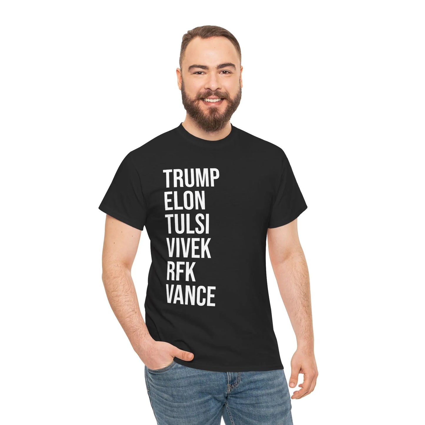 TRUMP - ELON - TULSI - VIVEK - RFK - VANCE - Heavy Cotton Tee - Gilden 5000 Printify
