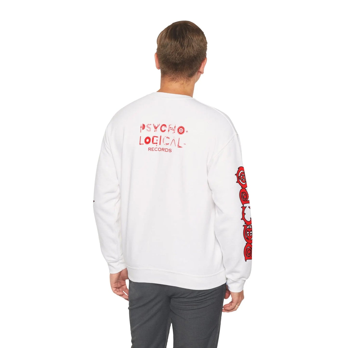 Necro - Red/Black N Symbol - White Heavy Blend Crewneck Sweatshirt NECRO SUPER STORE