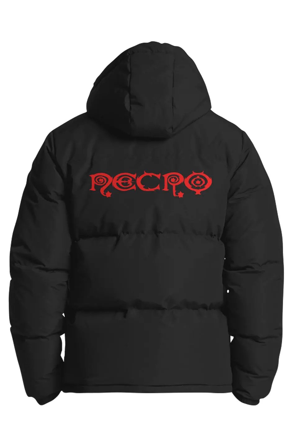 Hooded Puffer Jacket - Necro logo