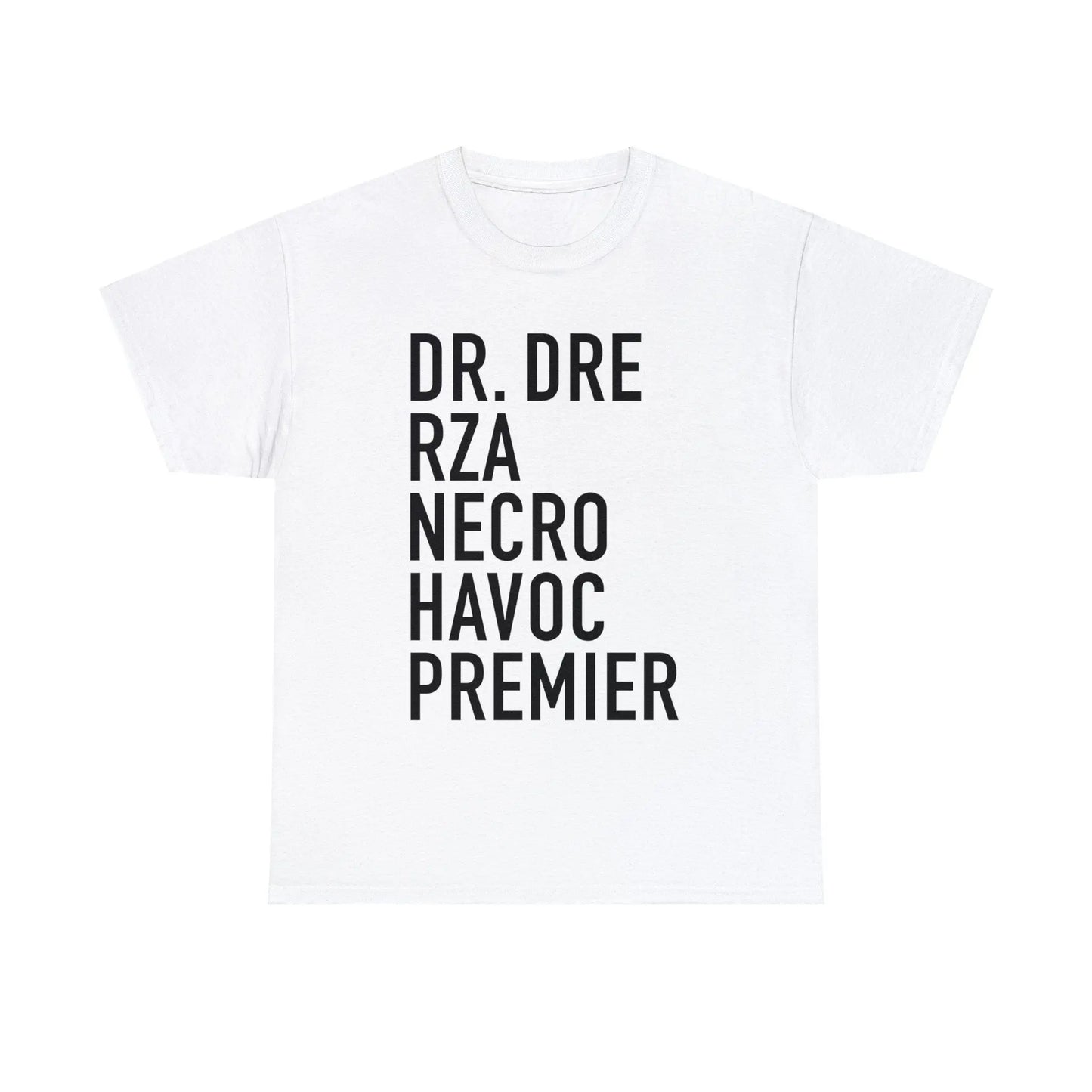 Top 5 Best Hiphop Producers - Heavy Cotton Tee - Gilden 5000 - Blk letters - NECRO SUPER STORE