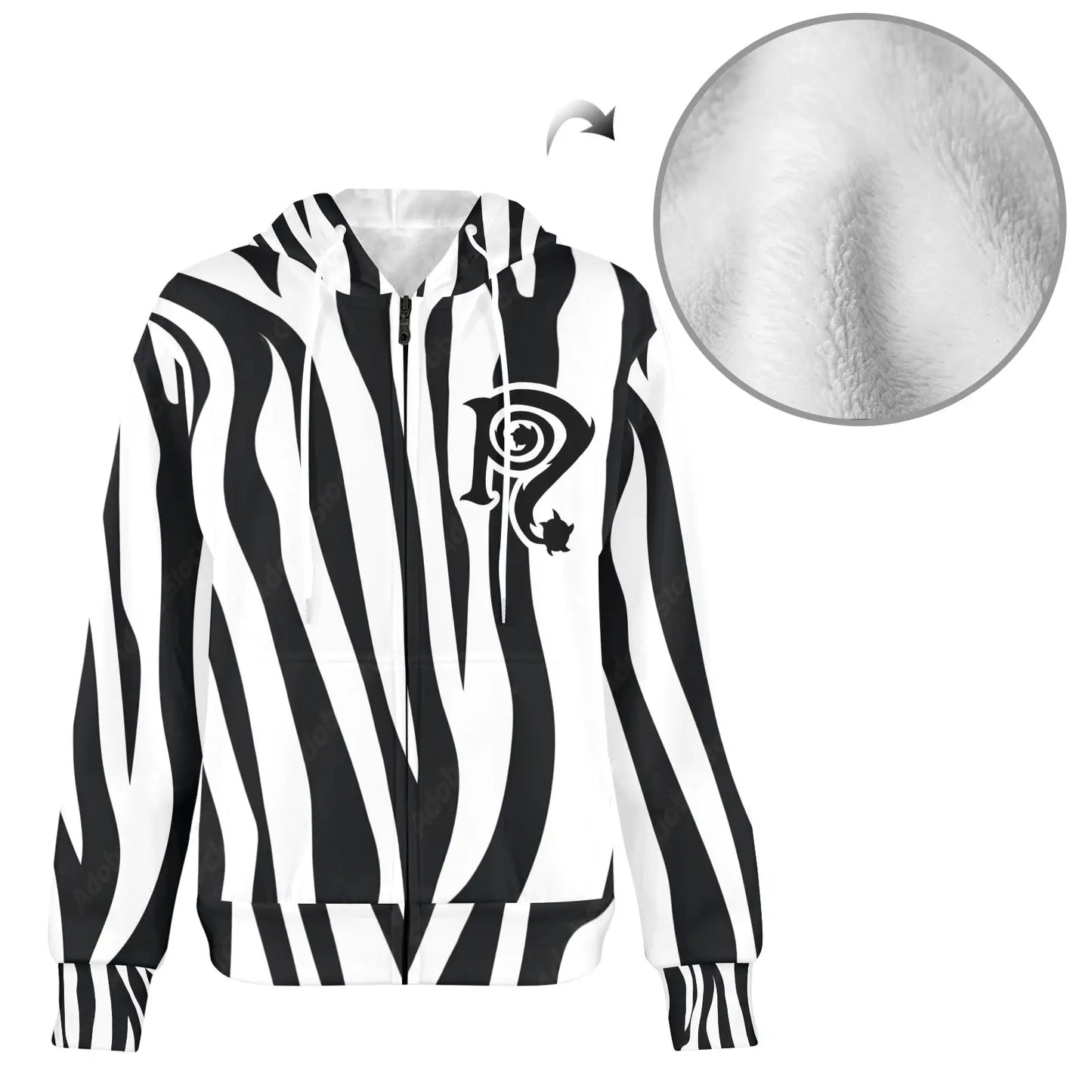 Necro - N Symbol - Zebra Fleece Velour Hoodie interestprint