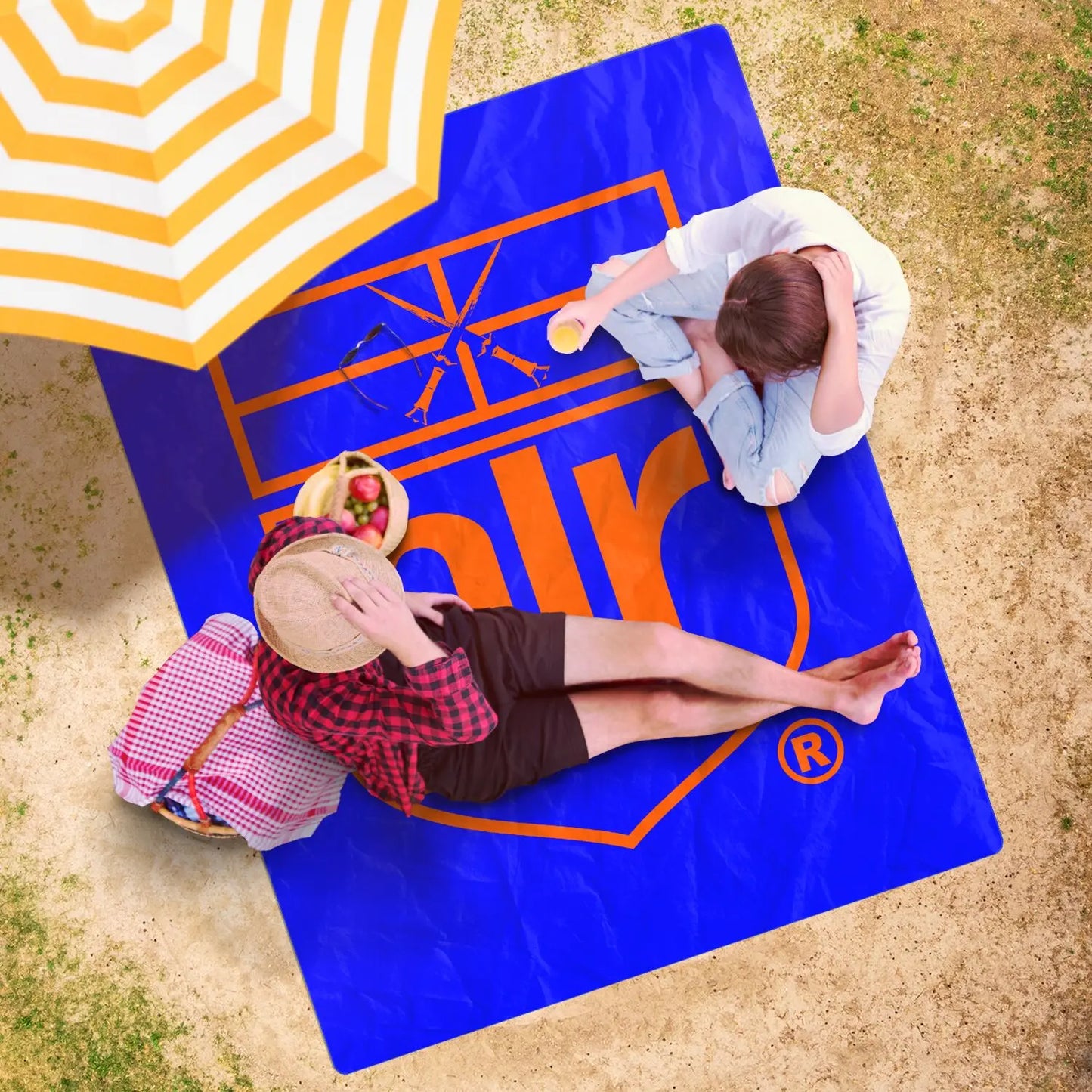 PLR - Blue & Orange - Beach Towel - NECRO SUPER STORE