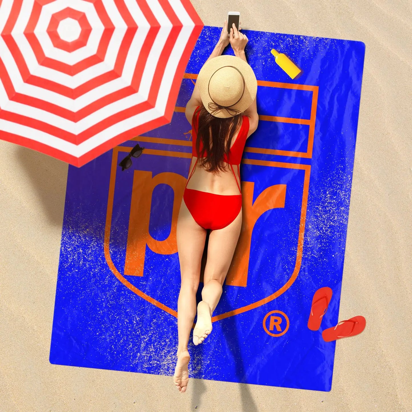 PLR - Blue & Orange - Beach Towel - NECRO SUPER STORE